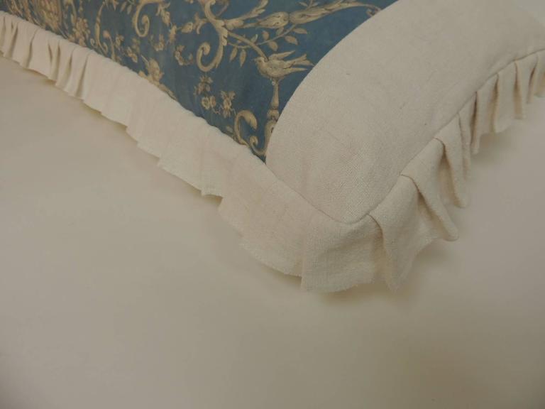 Large Antique French Provincial Toile Decorative Bolster Pillow with