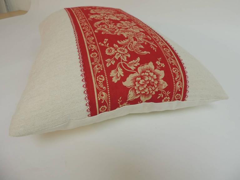 Antique French Provincial Floral Decorative Linen Lumbar Pillow For Sale at 1stdibs
