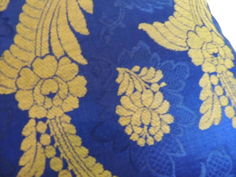 19th Century French Silk Brocade Royal Blue Square Decorative Pillow For Sale at 1stdibs