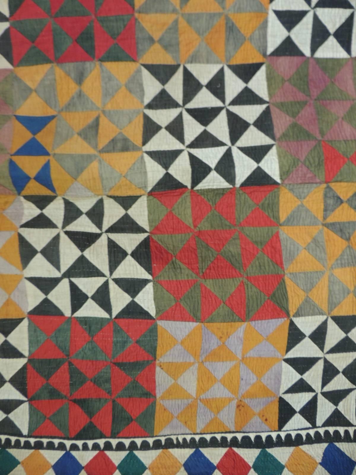 Offered by the Antique Textiles Galleries:
Antique patchwork Indian wedding ceremonial colorful blanket antique patchwork Indian wedding ceremonial colorful blanket small pieces of bright cotton have been hand-stitched to create this tapestry with