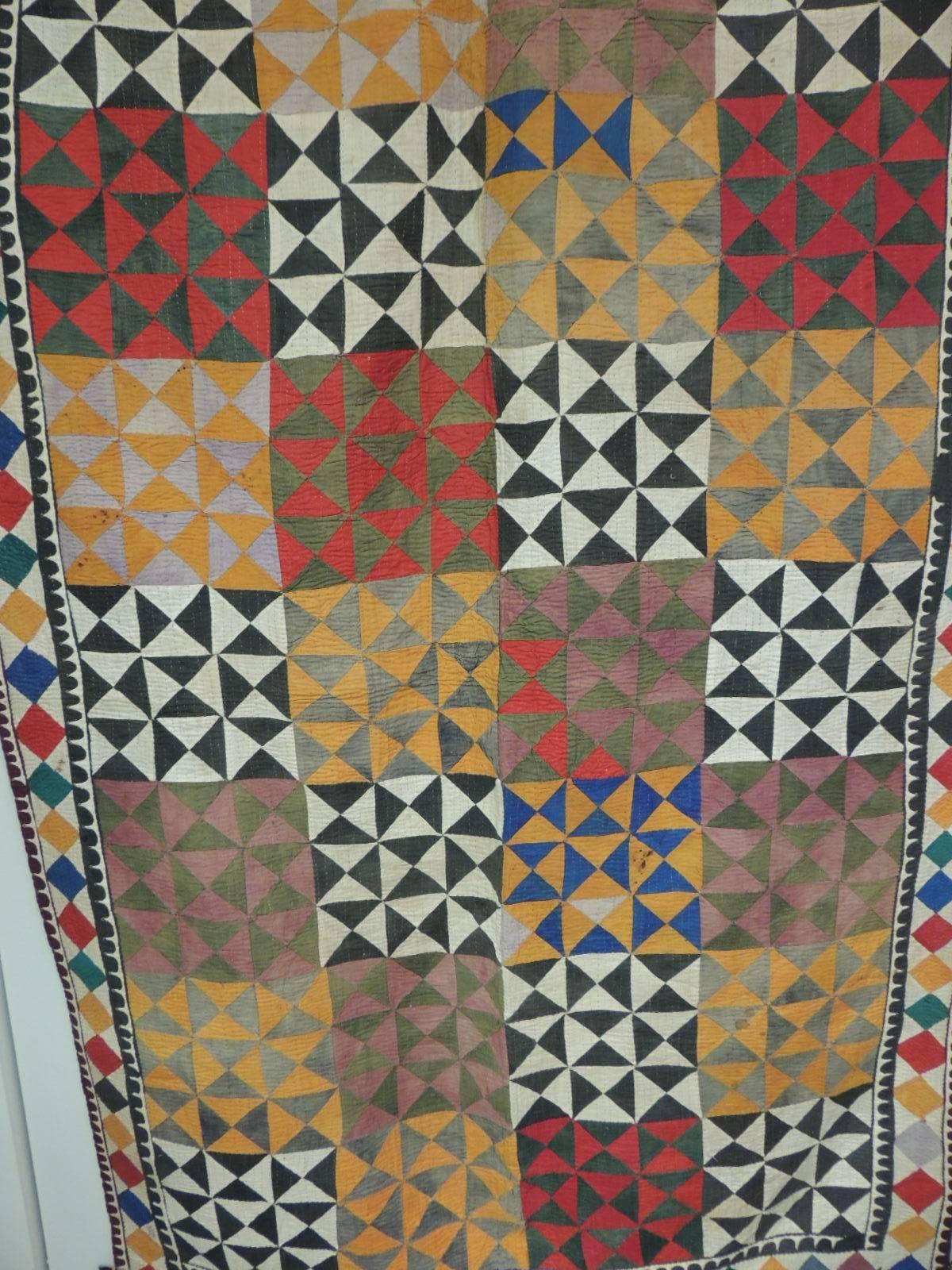 Cotton Antique Patchwork Indian Wedding Ceremonial Colorful Blanket	