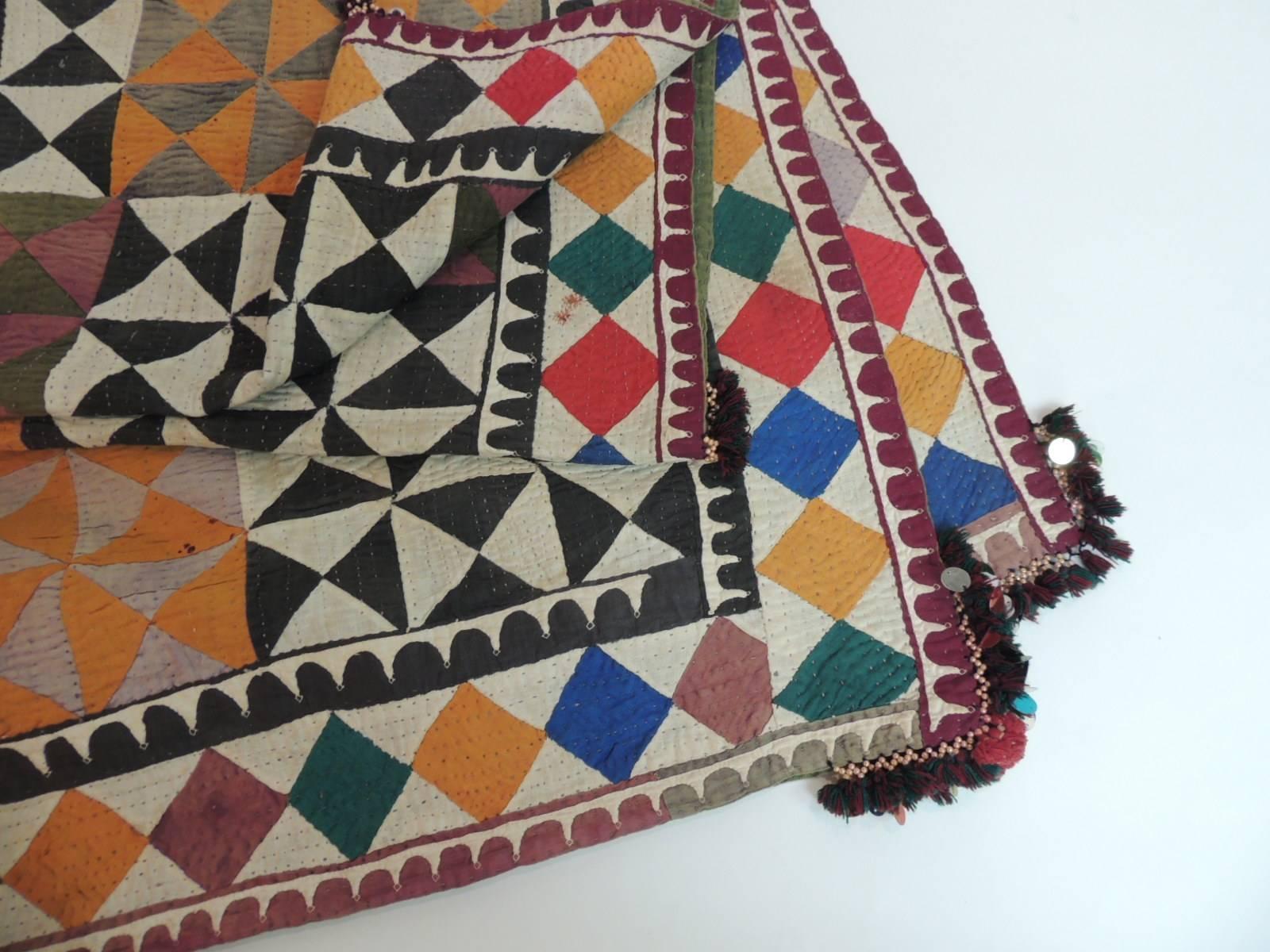 Antique Patchwork Indian Wedding Ceremonial Colorful Blanket	 1
