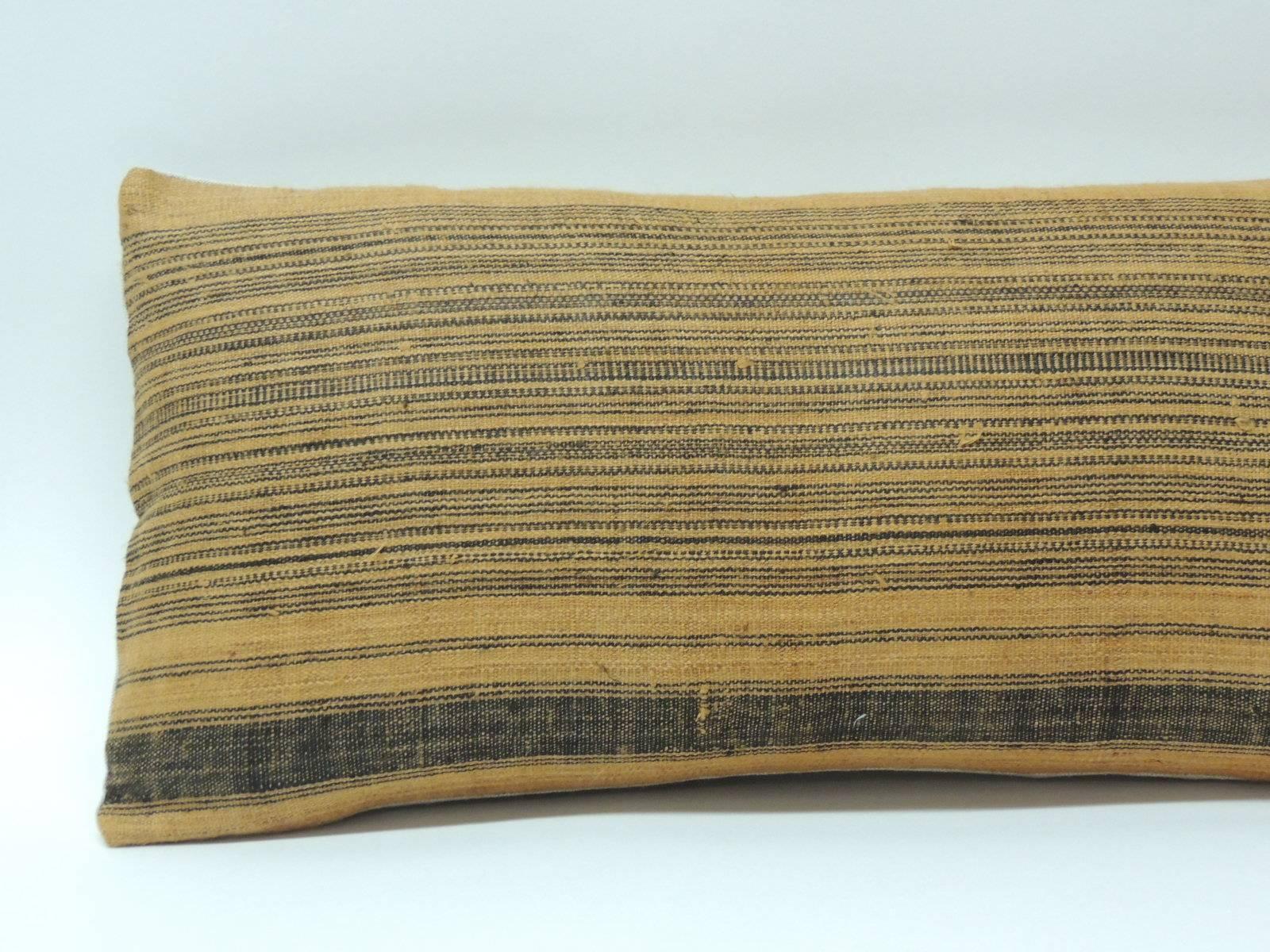 Tribal Vintage Chinese Homespun Linen Striped Decorative Bolster Pillow