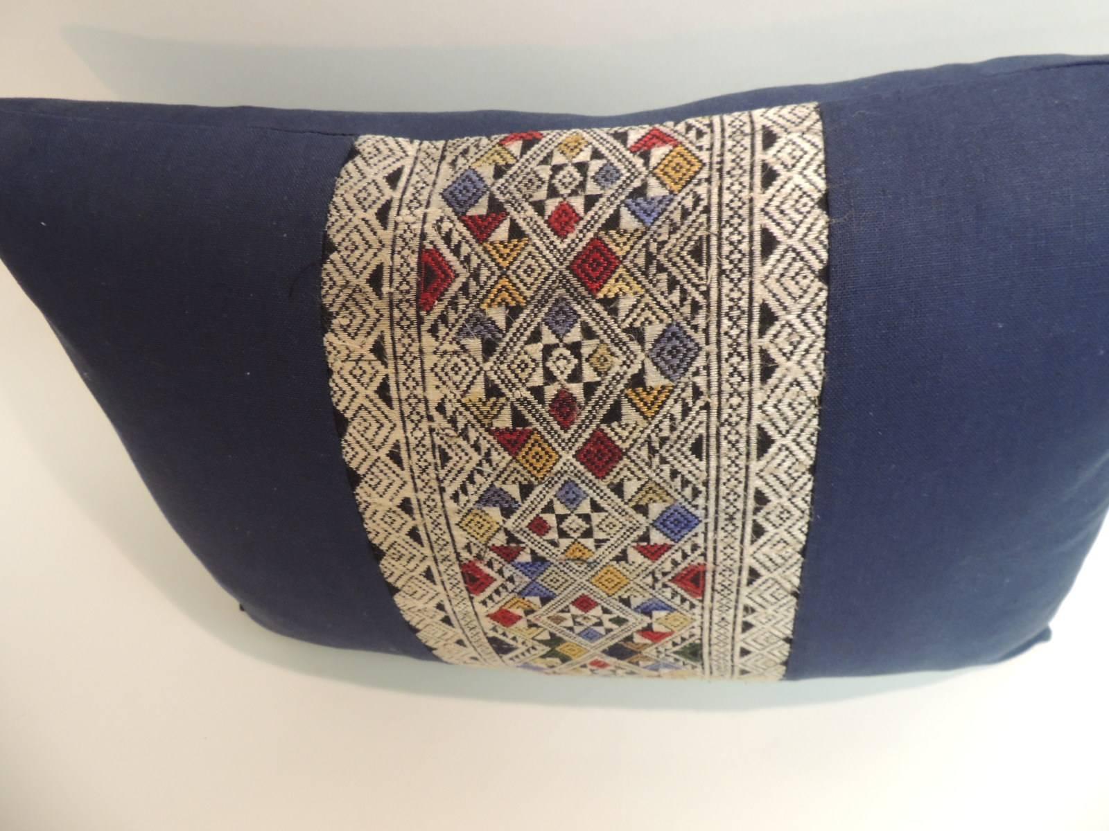 Tribal Pair of Vintage Embroidered Asian Decorative Lumbar Pillows