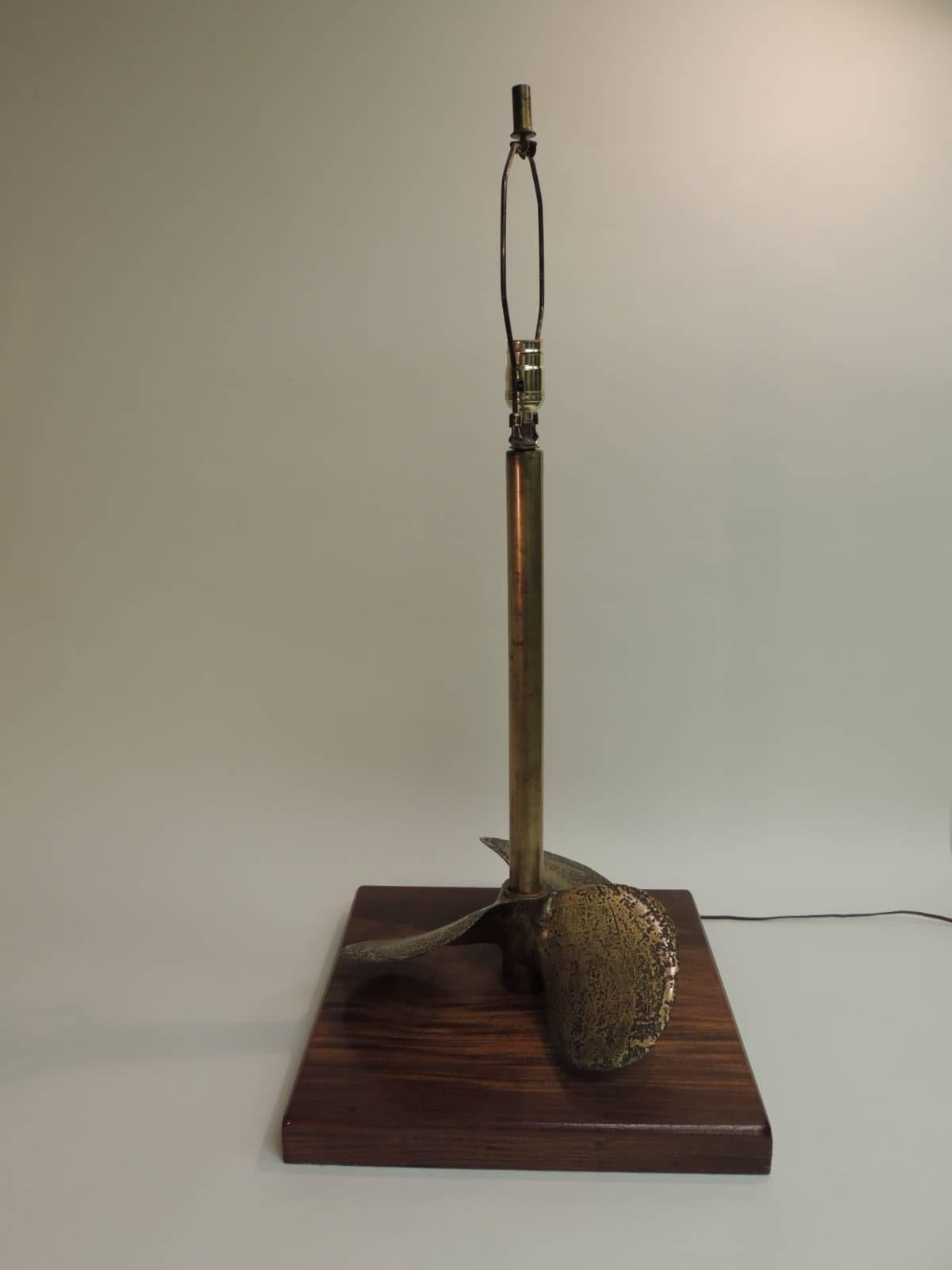 Belgian Vintage Brass Nautical Propeller Table Lamp