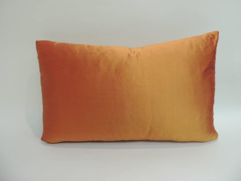 Pair of Vintage Orange Woven Japanese Obi Decorative Bolster Pillows