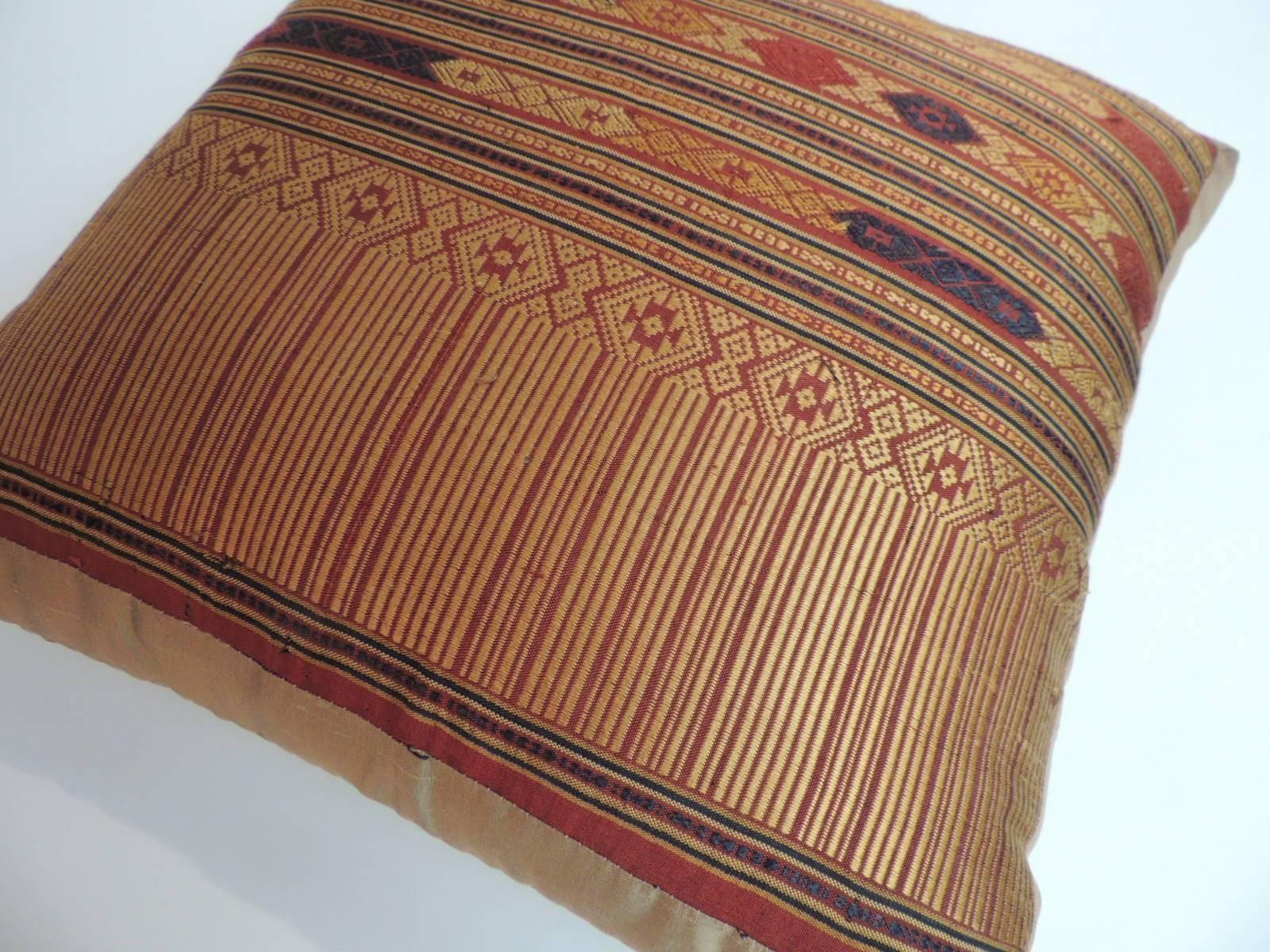 Tribal Vintage Silk Floss Embroidery Decorative Pillow from Laos