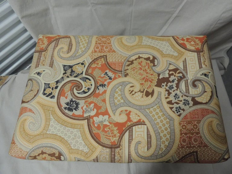 Vintage Rectangular Batik Paisley Fully Upholster Ottoman at 1stDibs
