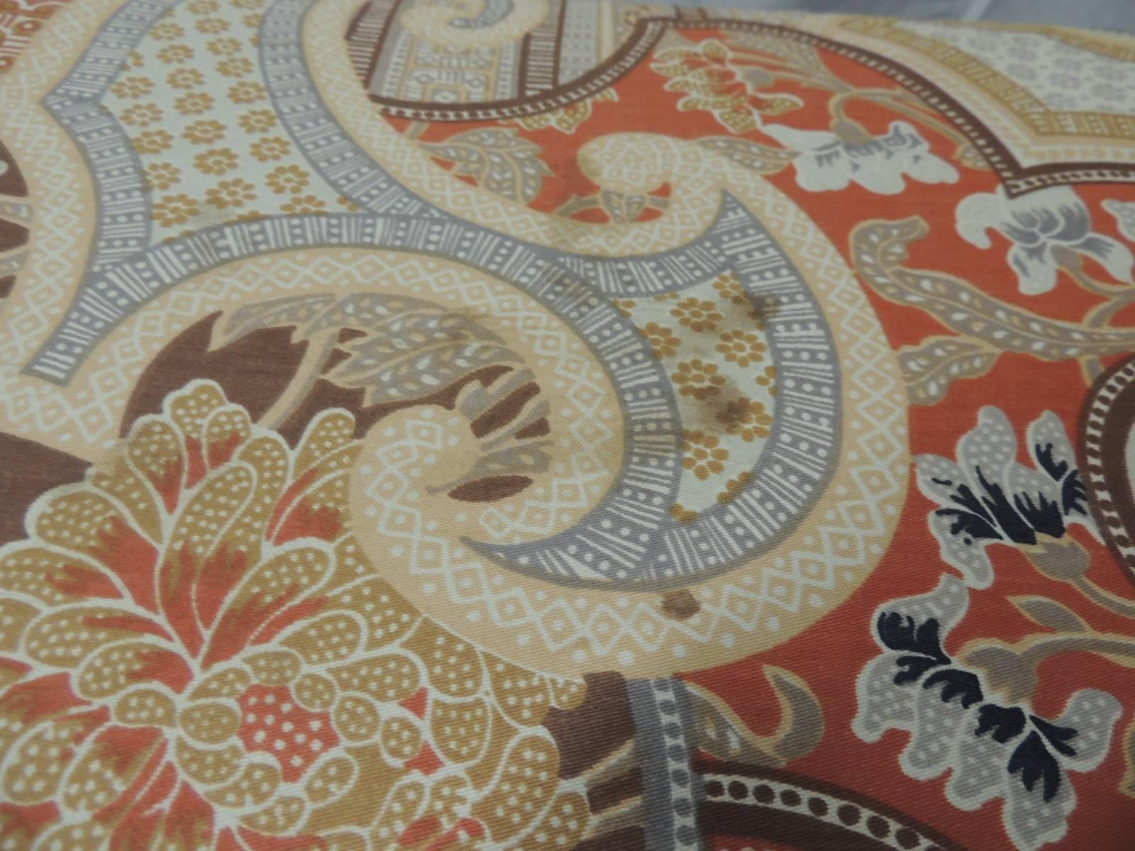 Anglo Raj Vintage Rectangular Batik Paisley Fully Upholster Ottoman