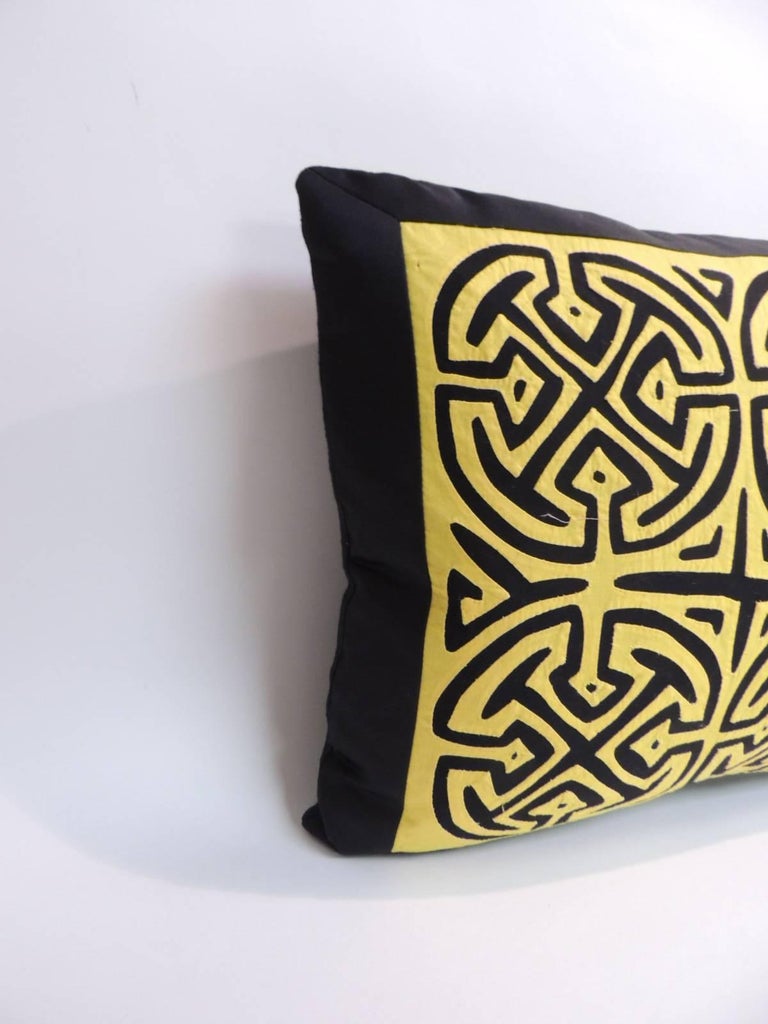 Vintage Yellow and Black Graphic Decorative Pillow For Sale at 1stdibs
