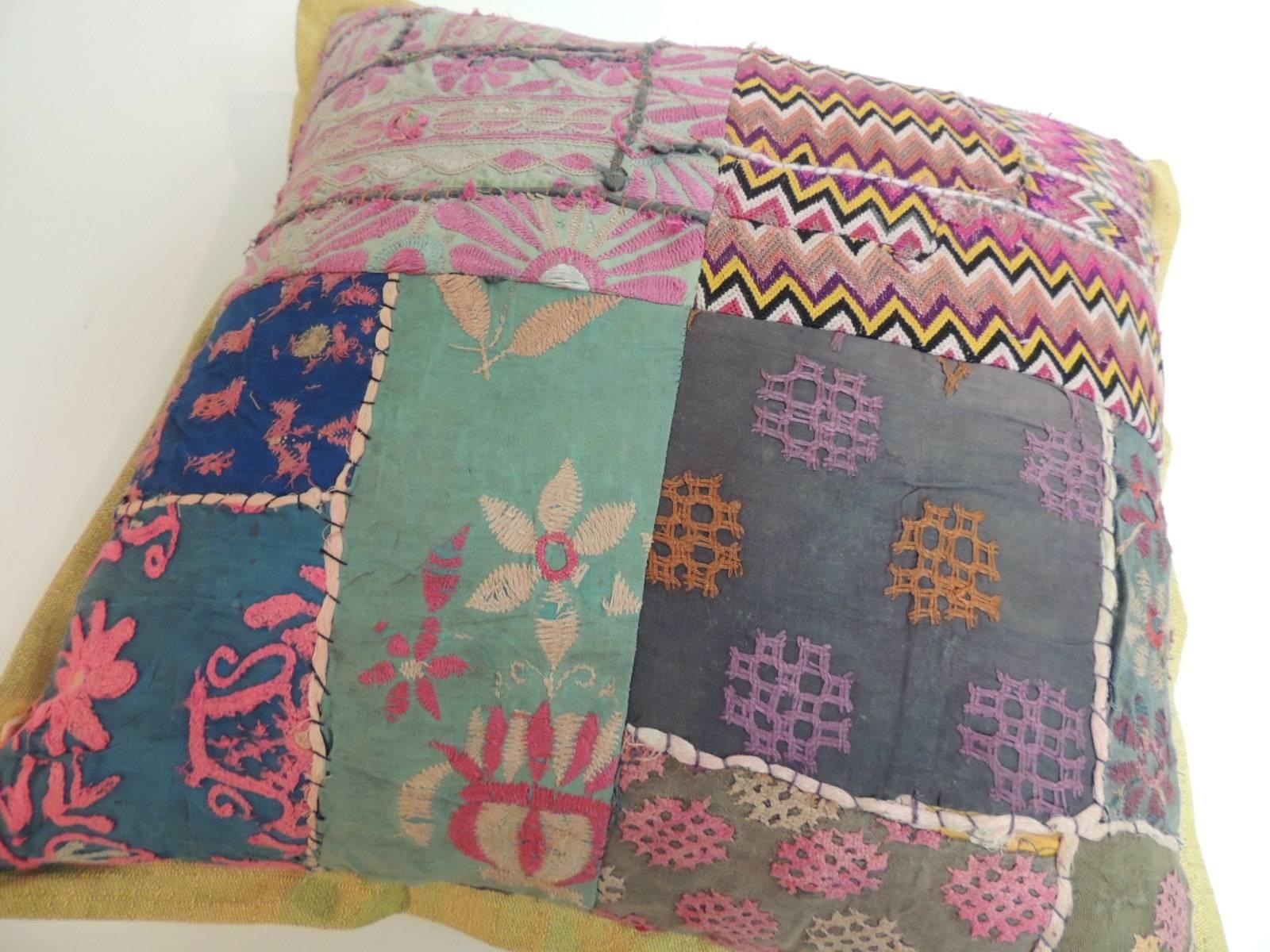Tribal Vintage Indian Patchwork Colorful Decorative Floor Pillow