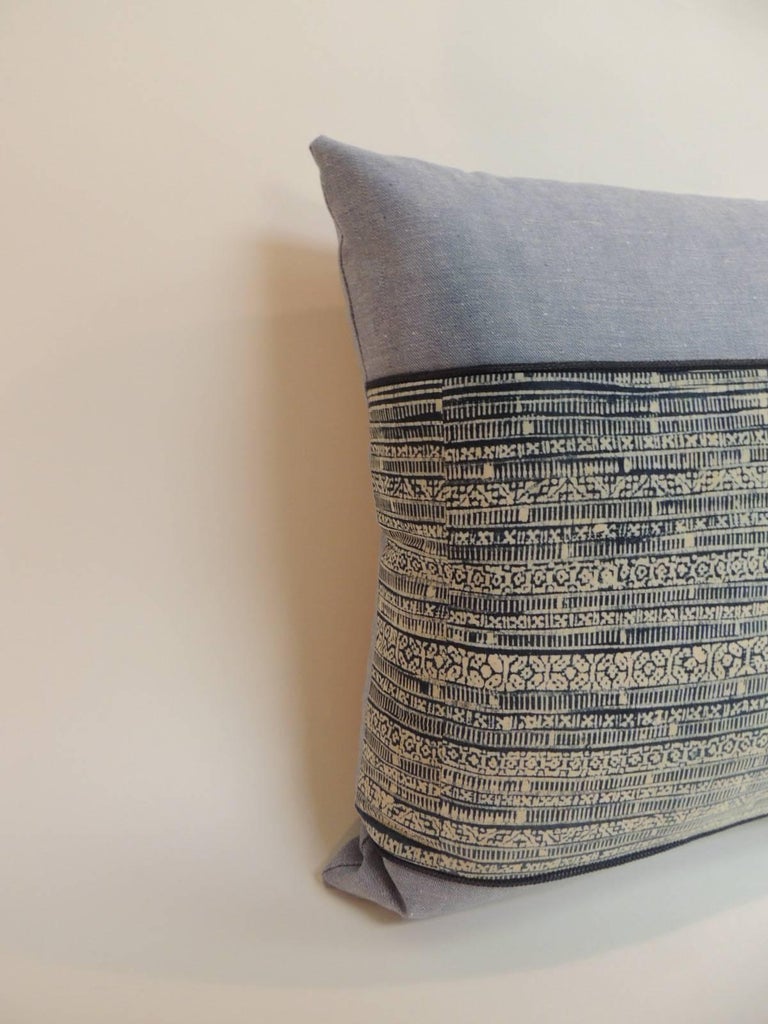 Vintage Ikat Blue and Natural Decorative Pillow For Sale at 1stdibs