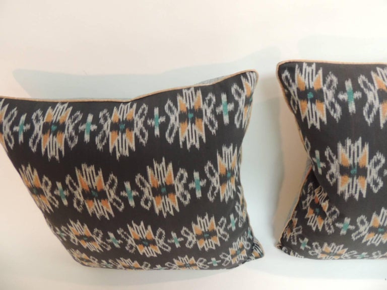Pair of Ikat Decorative Pillows with Trim For Sale at 1stdibs
