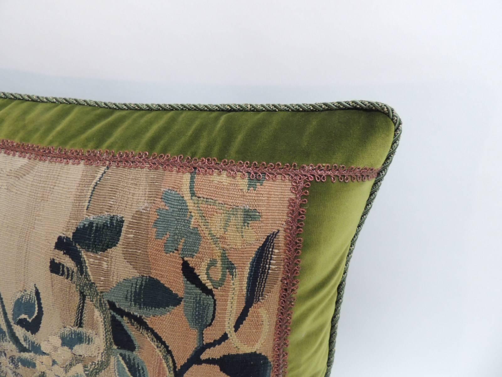 Regency 18th Century Aubusson Tapestry Square Decorative Pillow