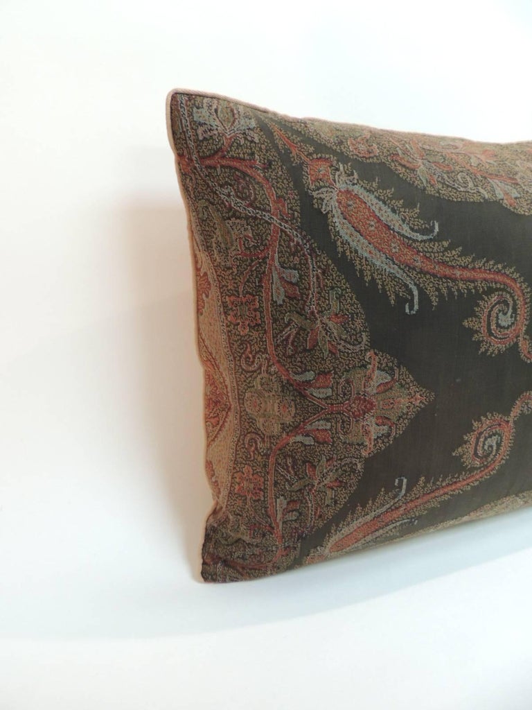 Kashmir Black and Red Paisley Lumbar Decorative Pillow at 1stDibs