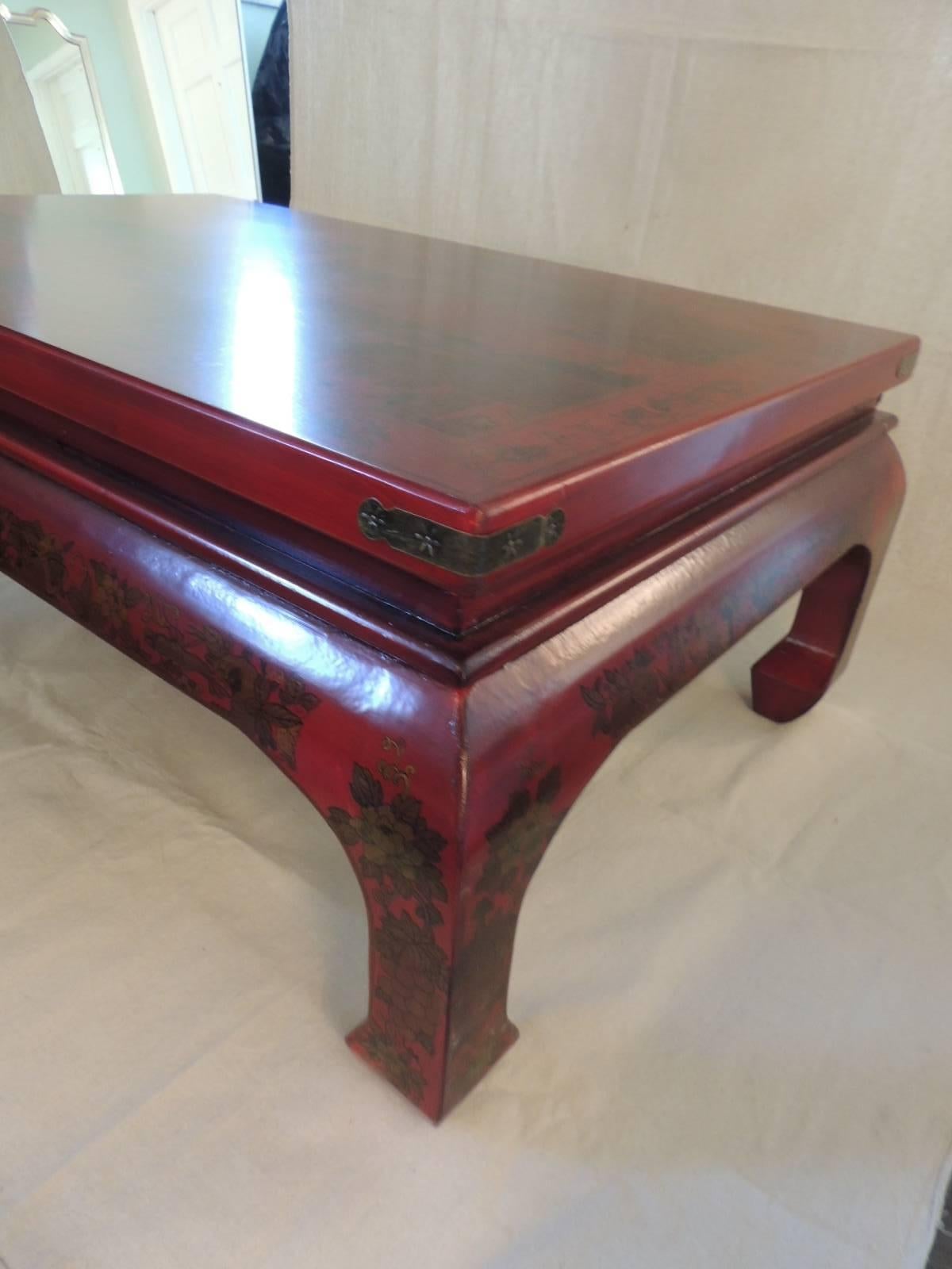 Chinoiserie Monumental Chinese Cinnabar Lacquer Coffee Table