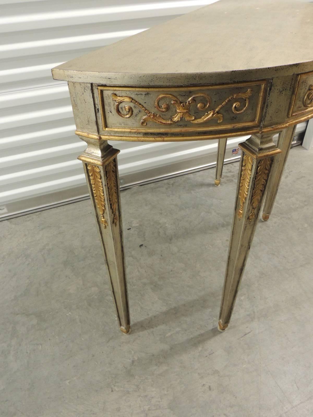Hand-Crafted Vintage Maitland-Smith Silver and Gold Console Table