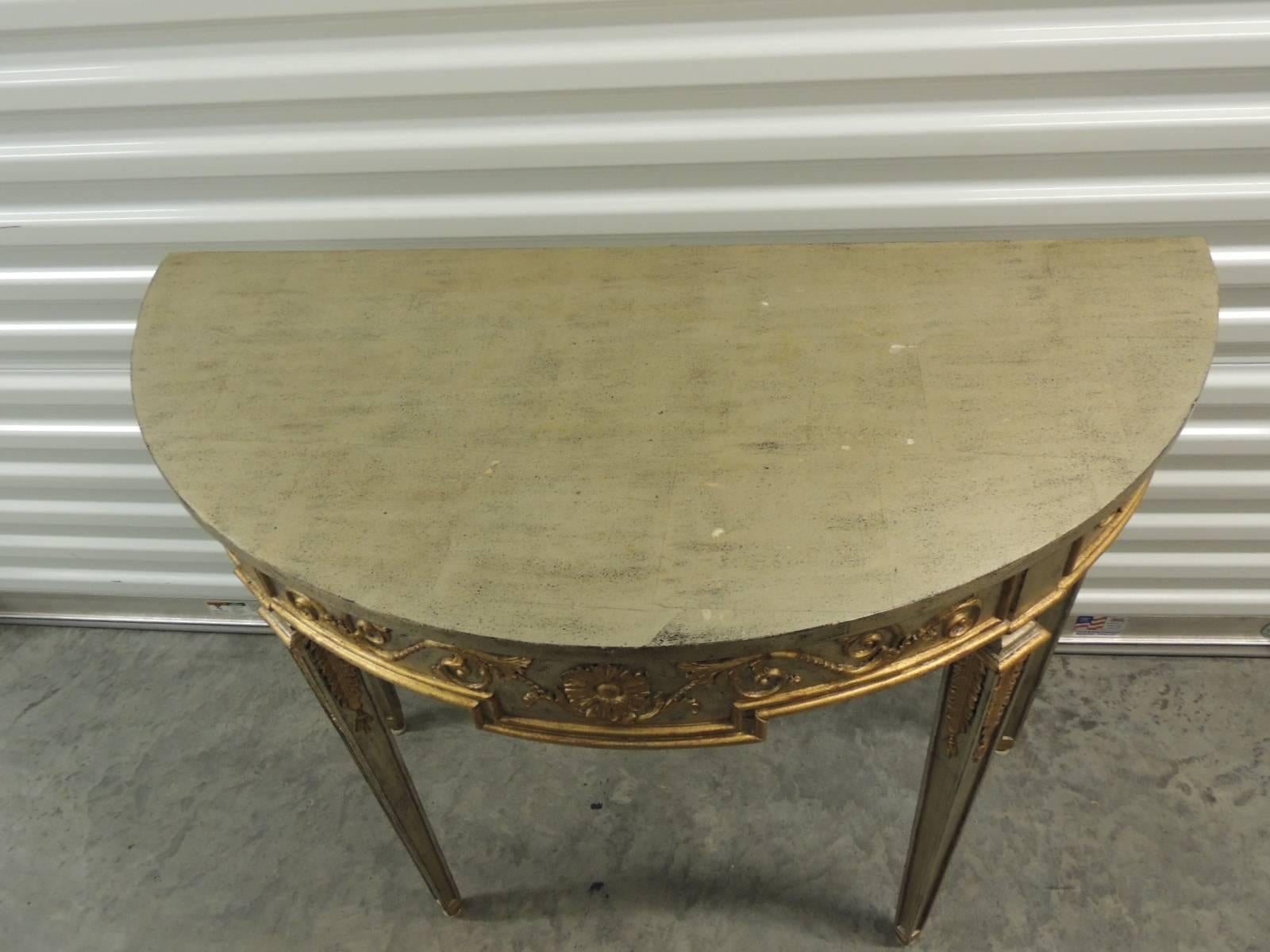 Hollywood Regency Vintage Maitland-Smith Silver and Gold Console Table
