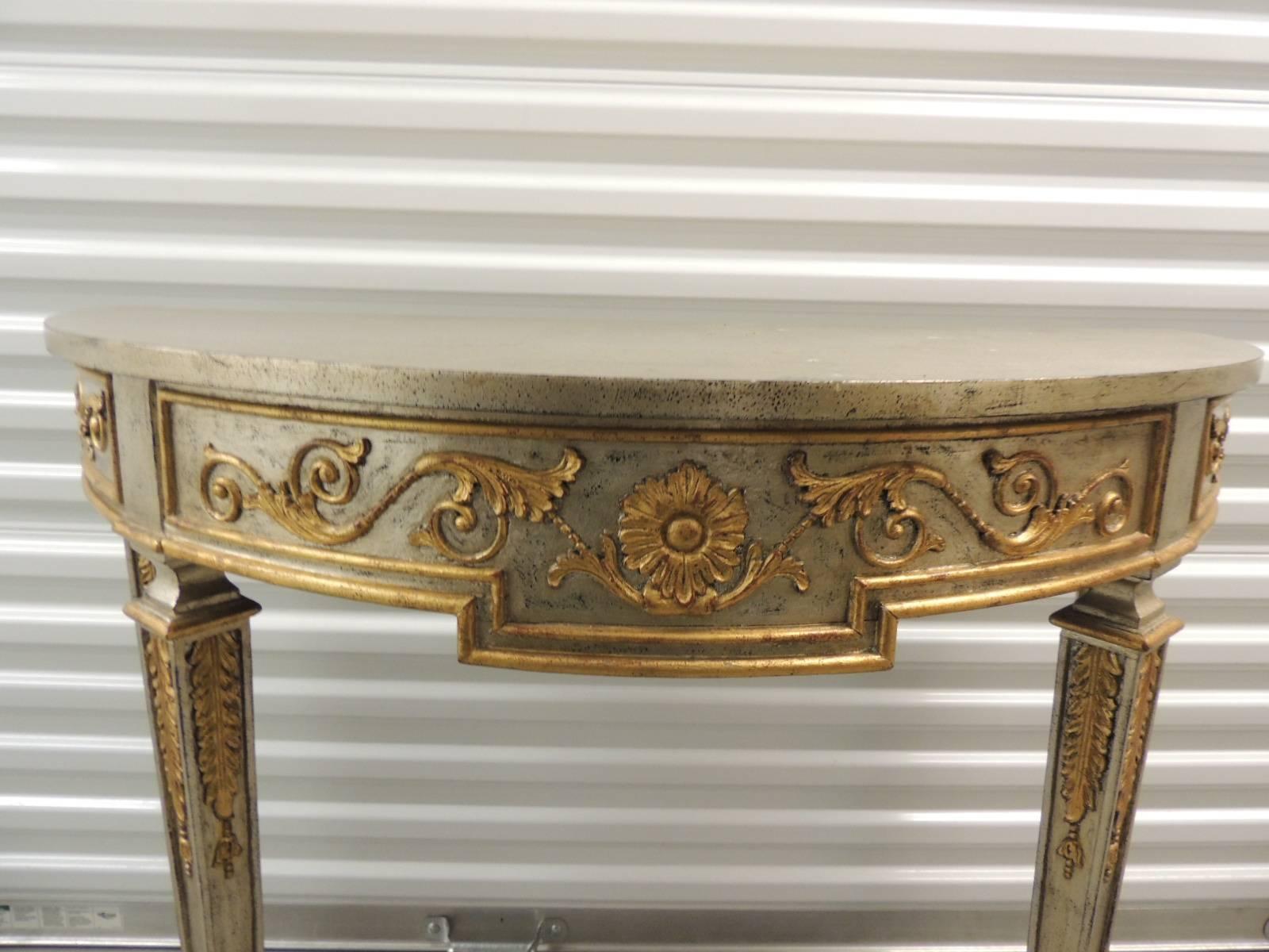 Gold Leaf Vintage Maitland-Smith Silver and Gold Console Table