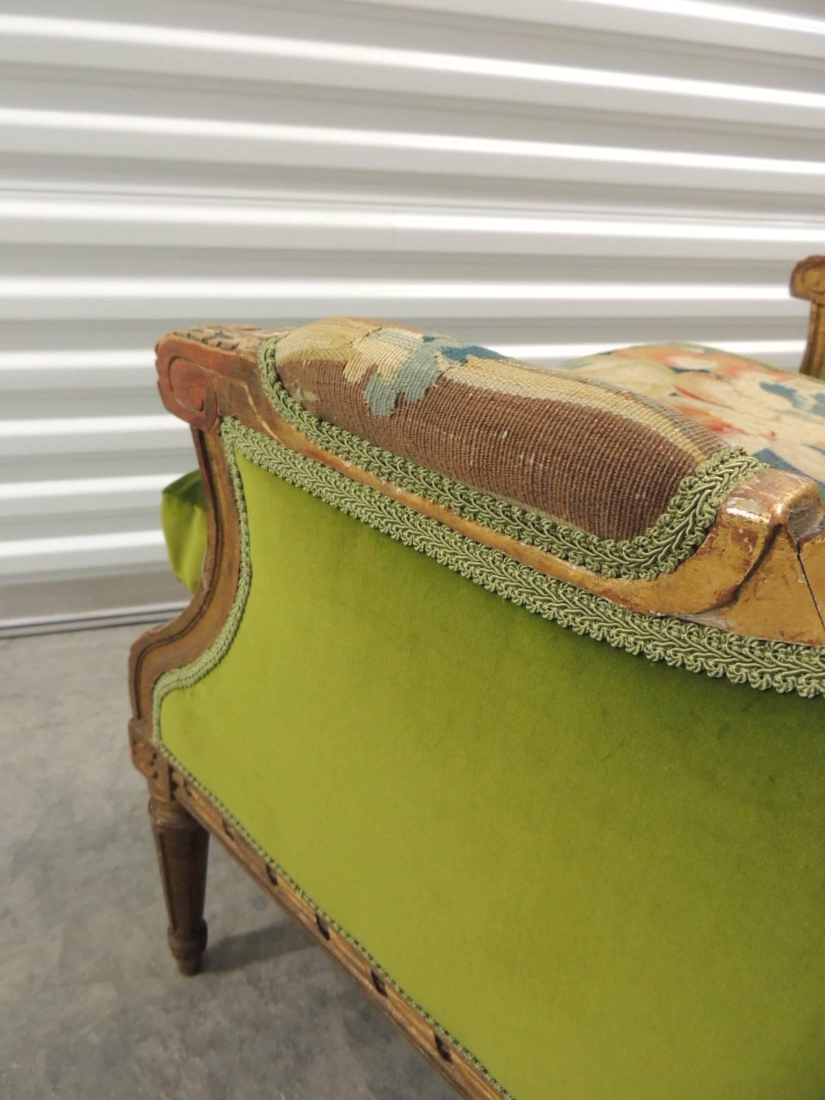 19th Century Aubusson Tapestry Upholstered French Wing Chair 4