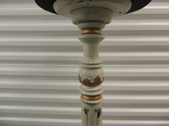 Antique Tall Fluted Green and Gold Pedestal or Planter