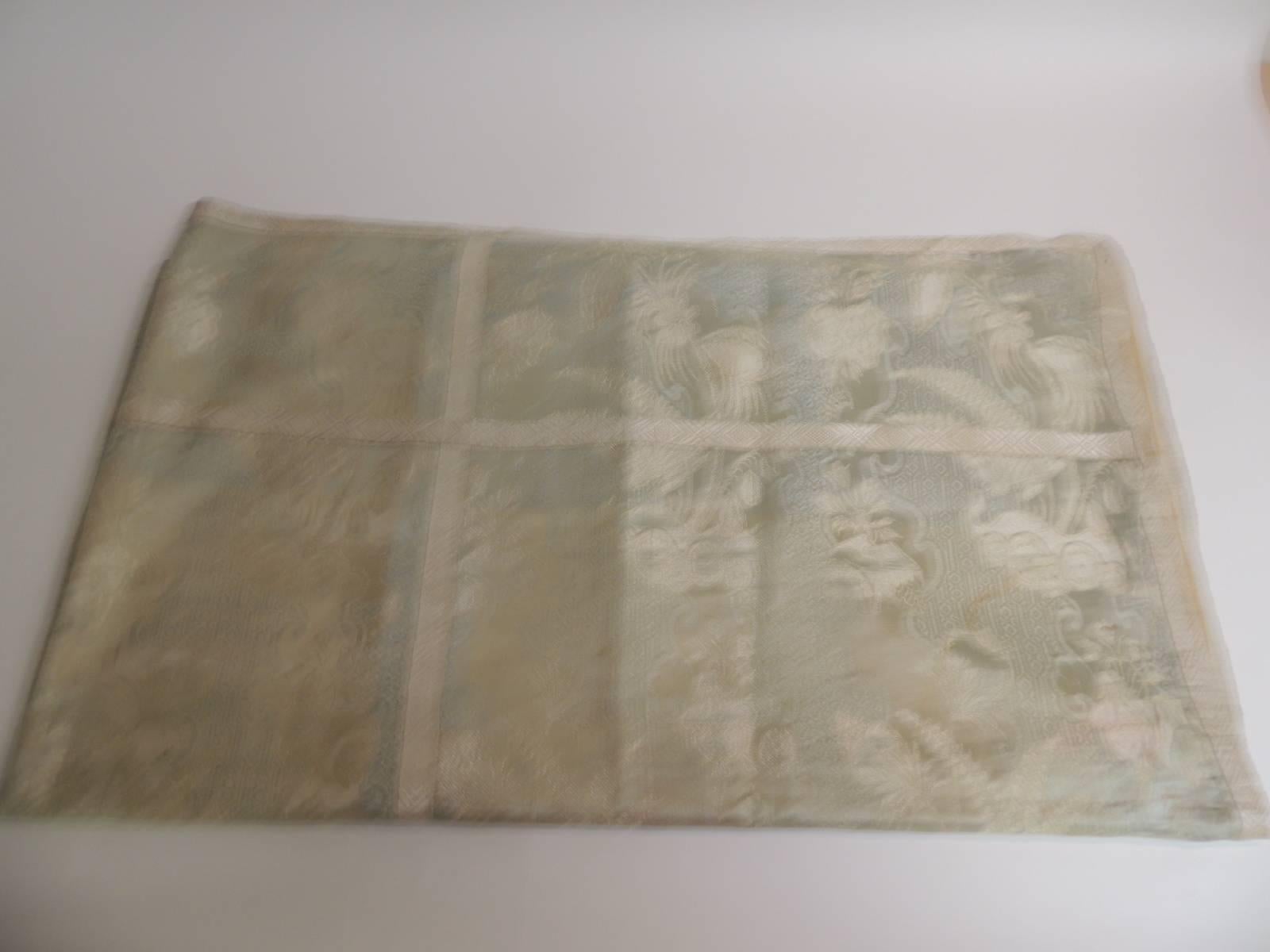 18th Century Italian Lampas Cloth with Silver Antique Trim In Excellent Condition In Oakland Park, FL