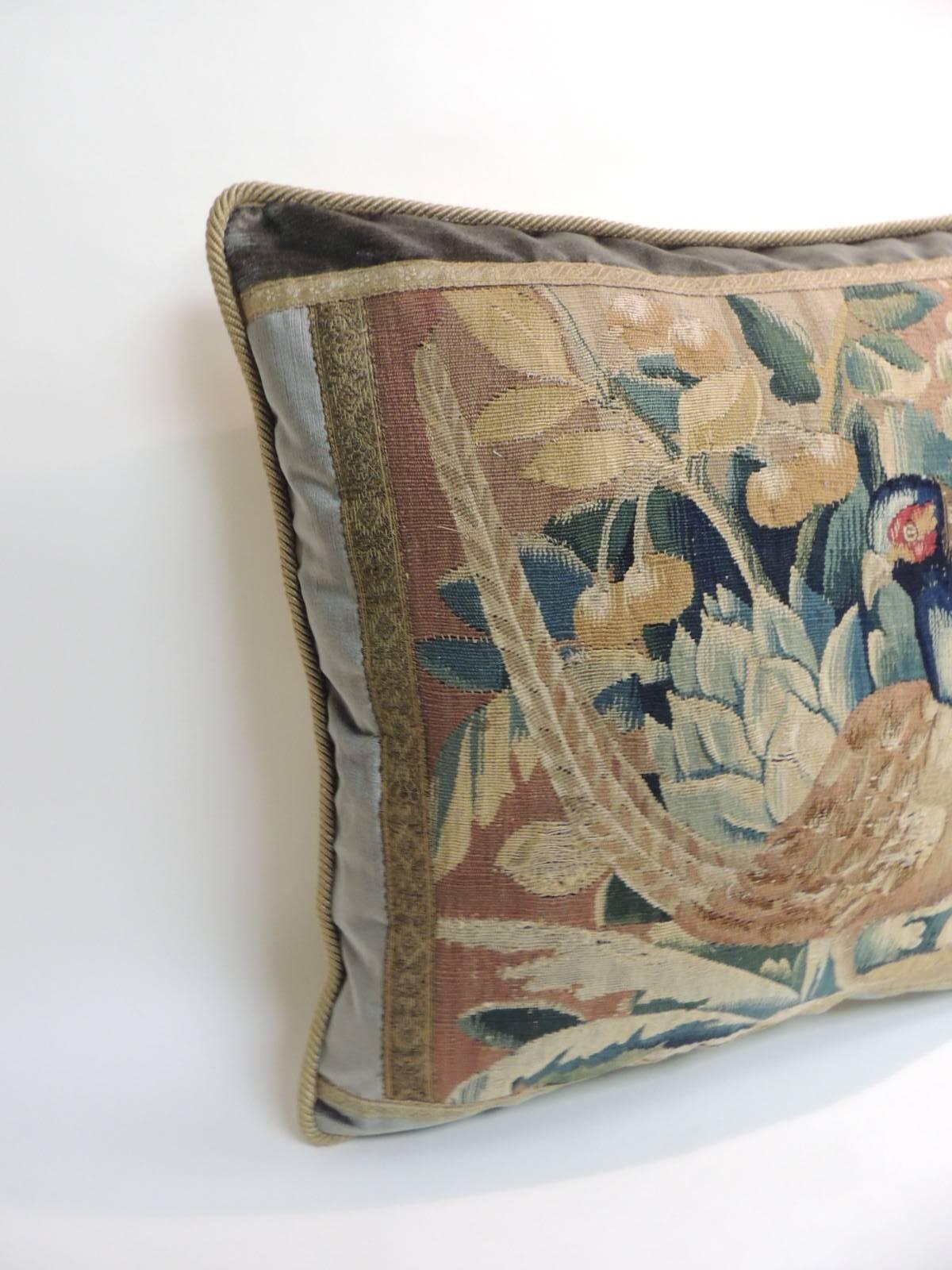 French 18th Century Aubusson Tapestry Decorative Square Pillow