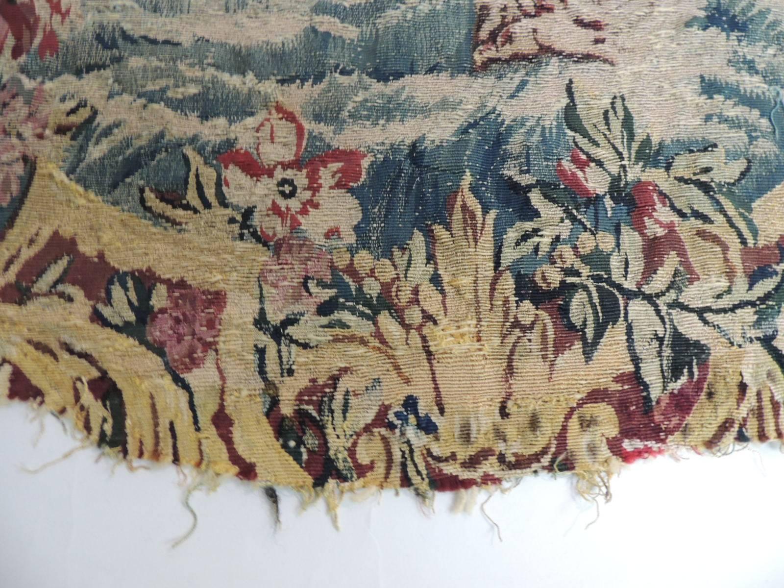 Regency 19th C.Aubusson Tapestry Chair Seat Cover Depicting a Monkey