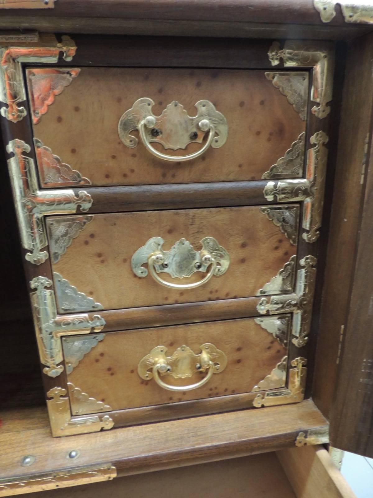 Mid-20th Century CLOSE OUT SALE: Vintage Chinese Tansu Chest with Doors and Embellished Drawers