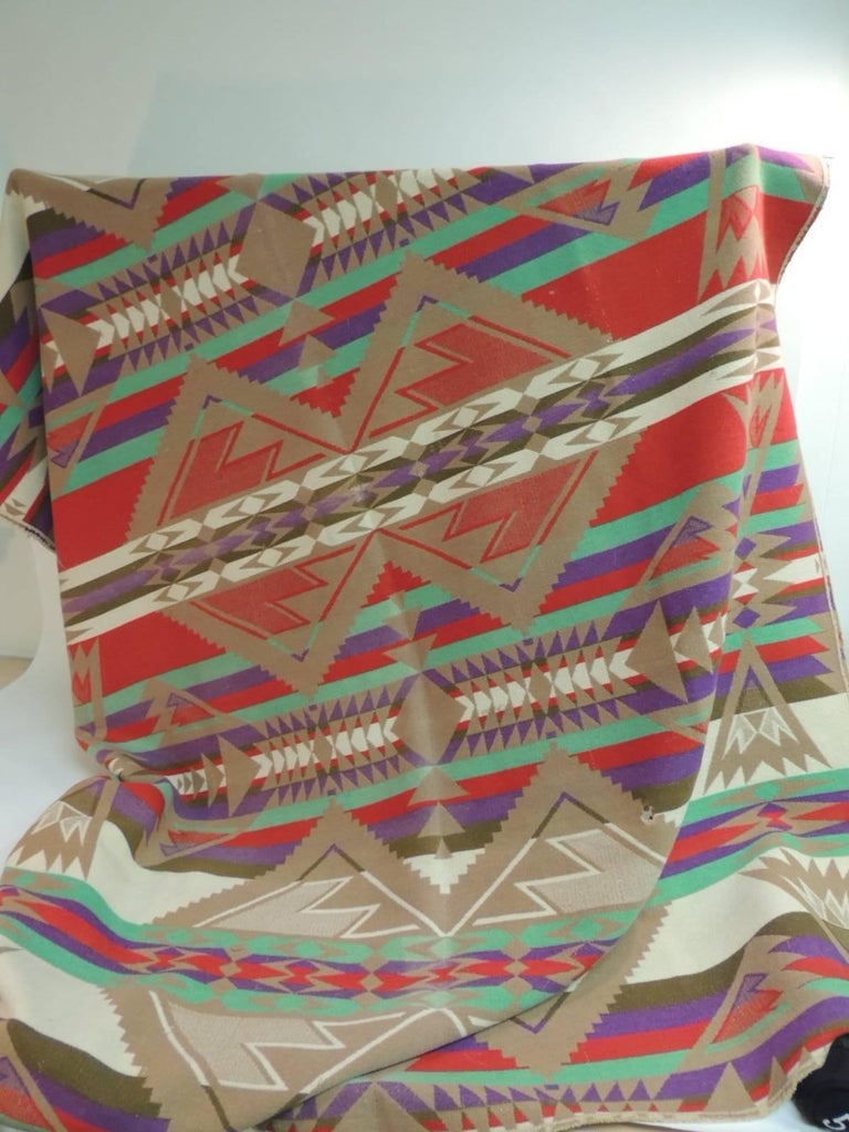 Large Vintage Pendleton Wool Blanket Navajo Style For Sale at 1stdibs