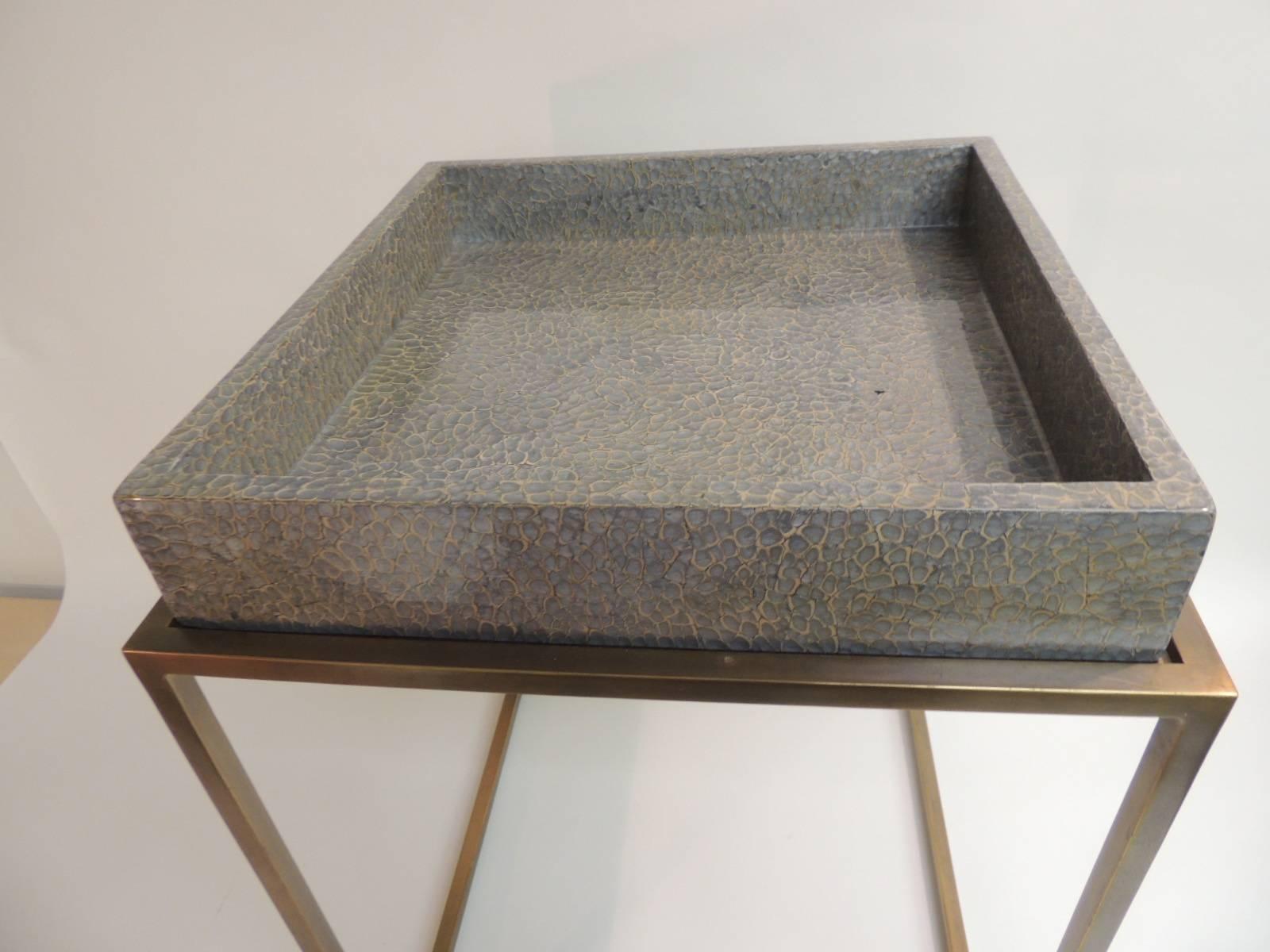 Modern Theodore Alexander Designed and Signed Brass Tray Table with Lacquered Removable