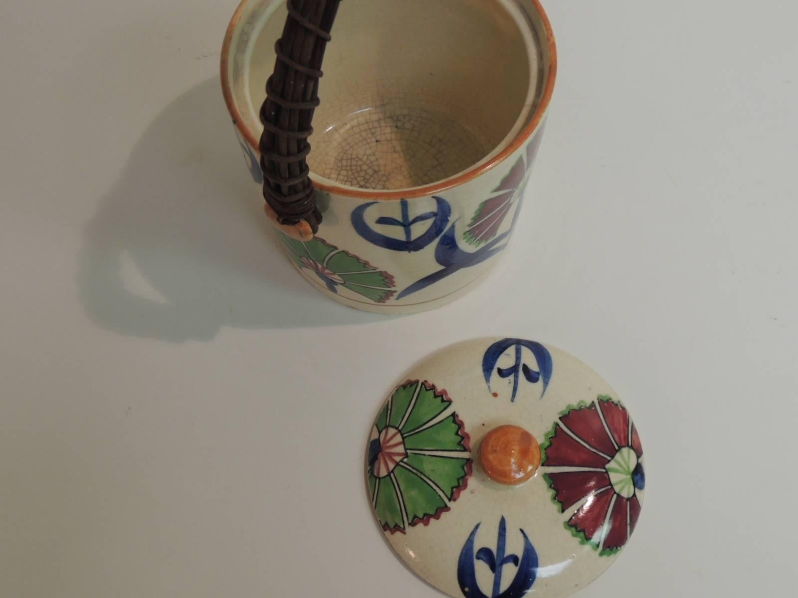 Japonisme Vintage Floral Hand-Painted Ice Bucket