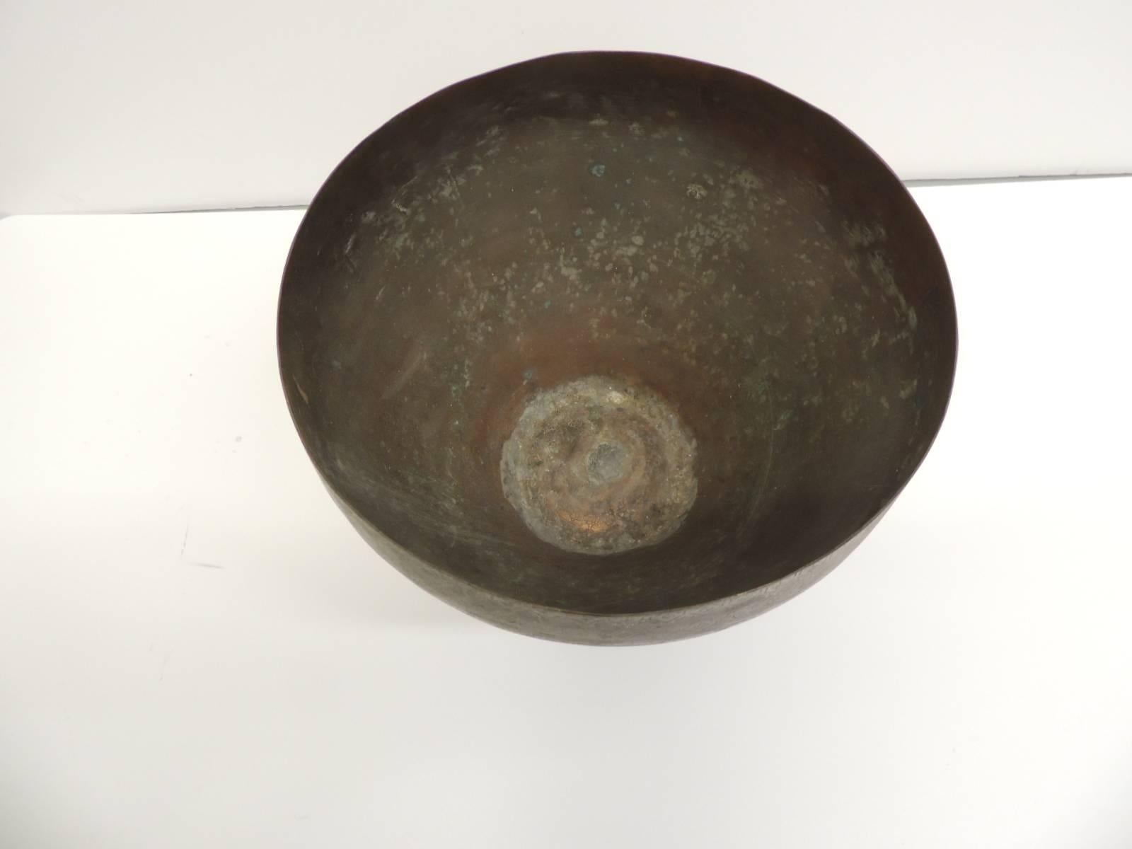 Moorish Vintage Edged Copper Persian Decorative Bowl