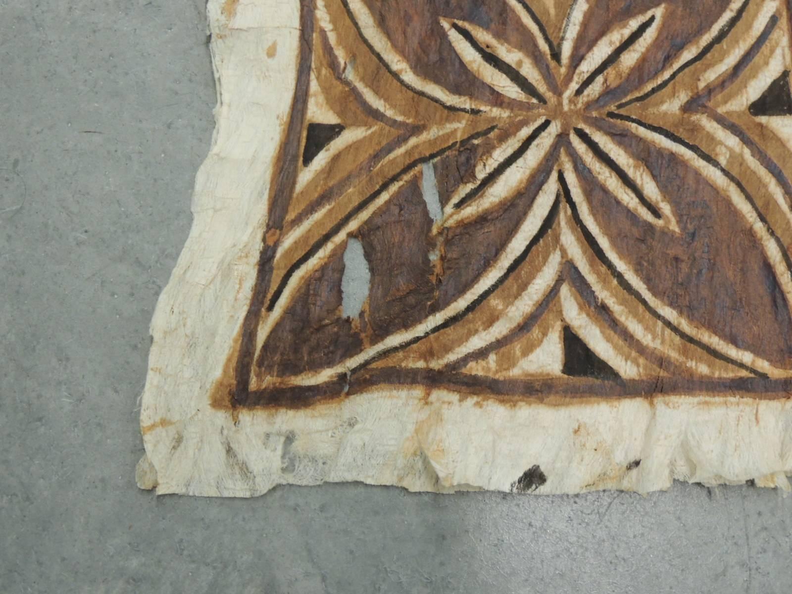 Tribal Tapa Decorative Artisanal Brown and Orange Paper Art