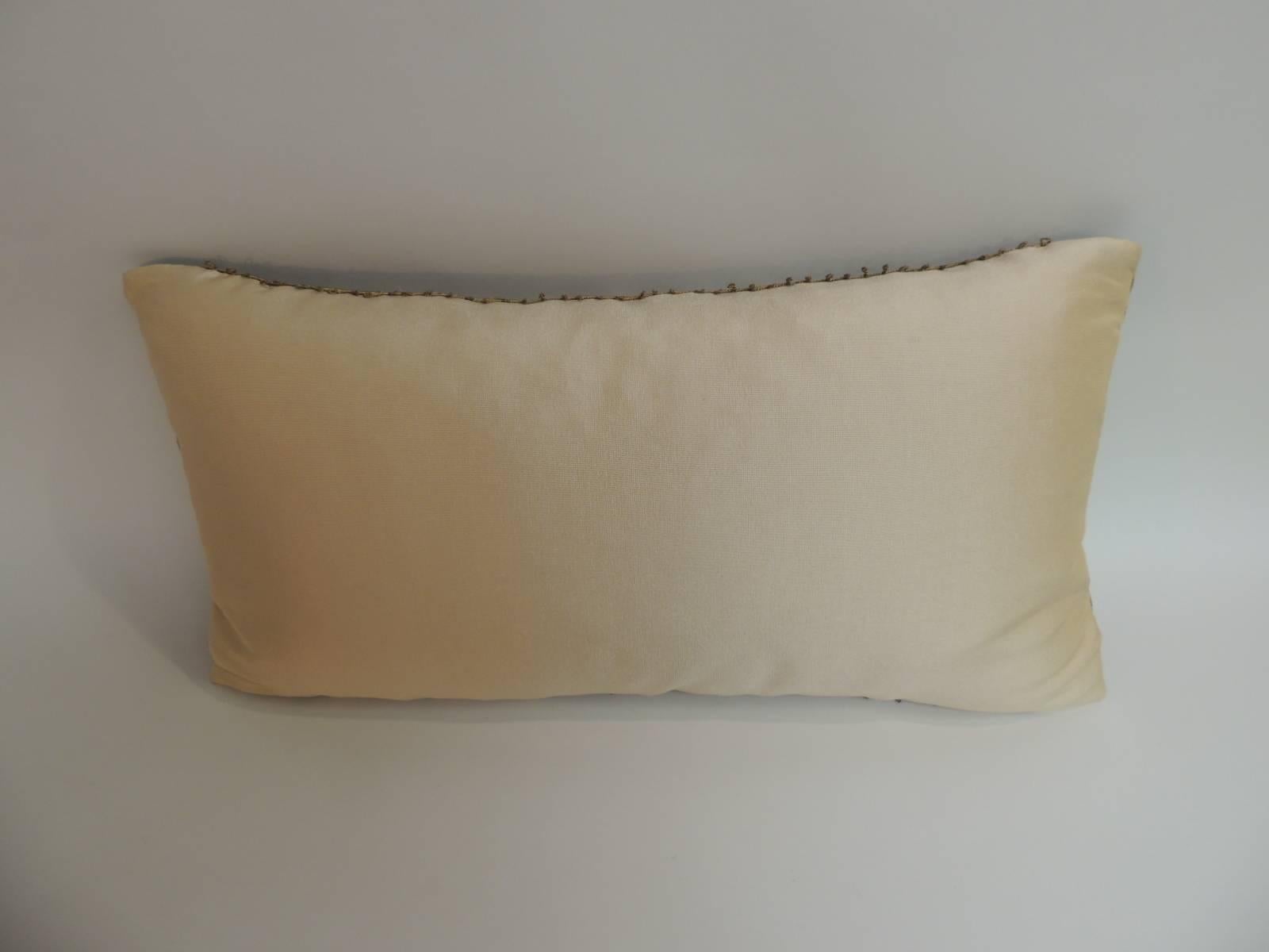 Hand-Crafted Vintage Yellow Fortuny Uccelli Bolster Decorative Pillow