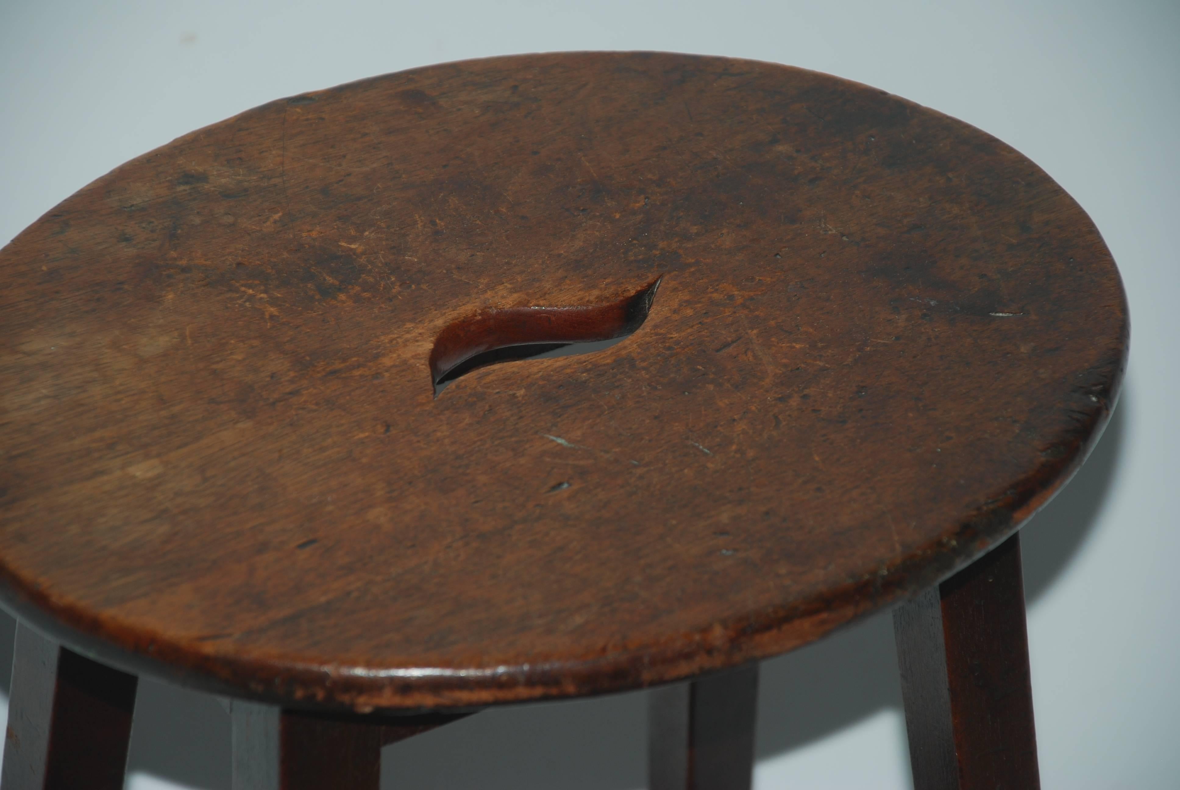 Mid-19th Century Victorian Mahogany Stool with S-Form Carrying Handle For Sale