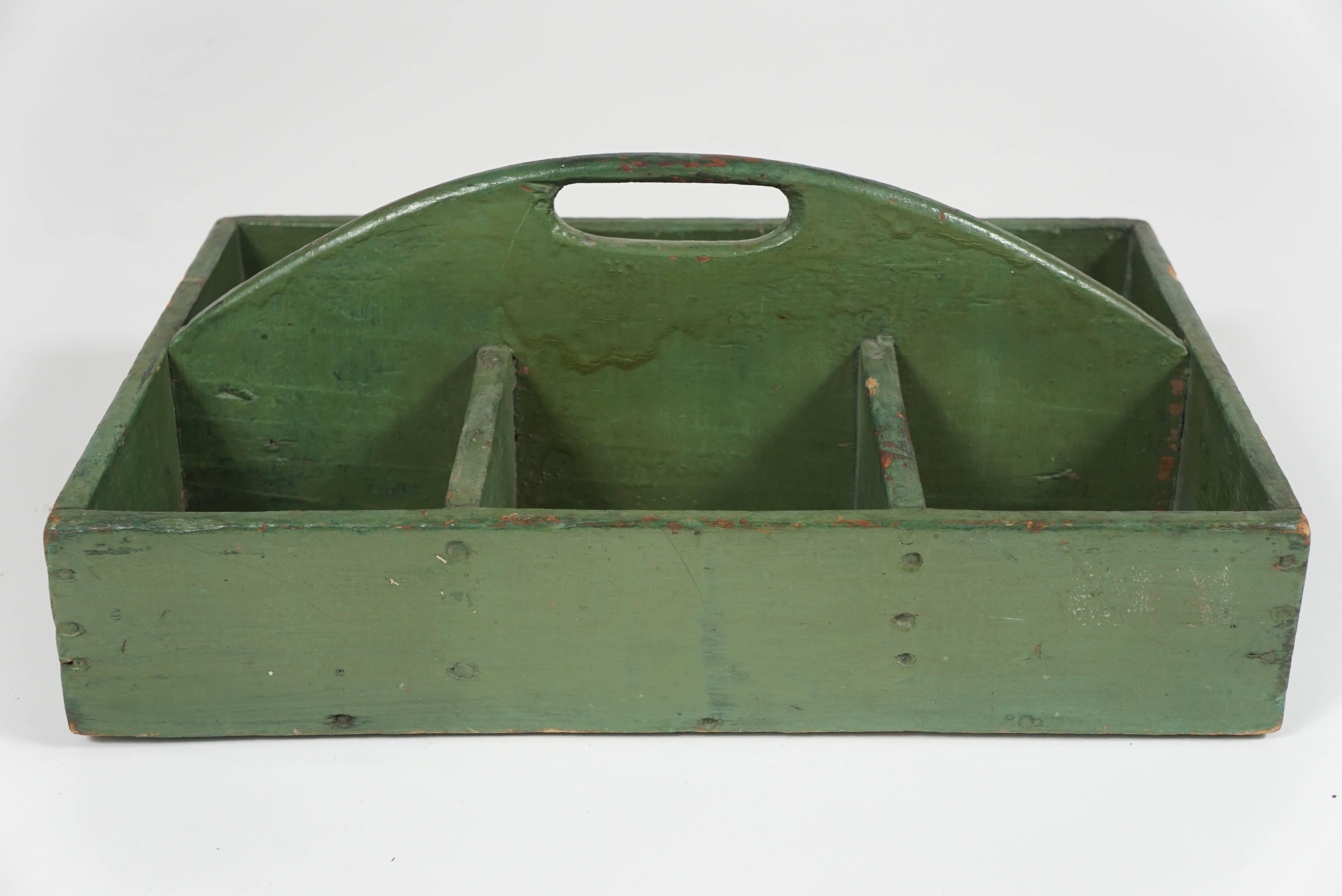 American Small Green Tool Box or Hanging Shelf For Sale