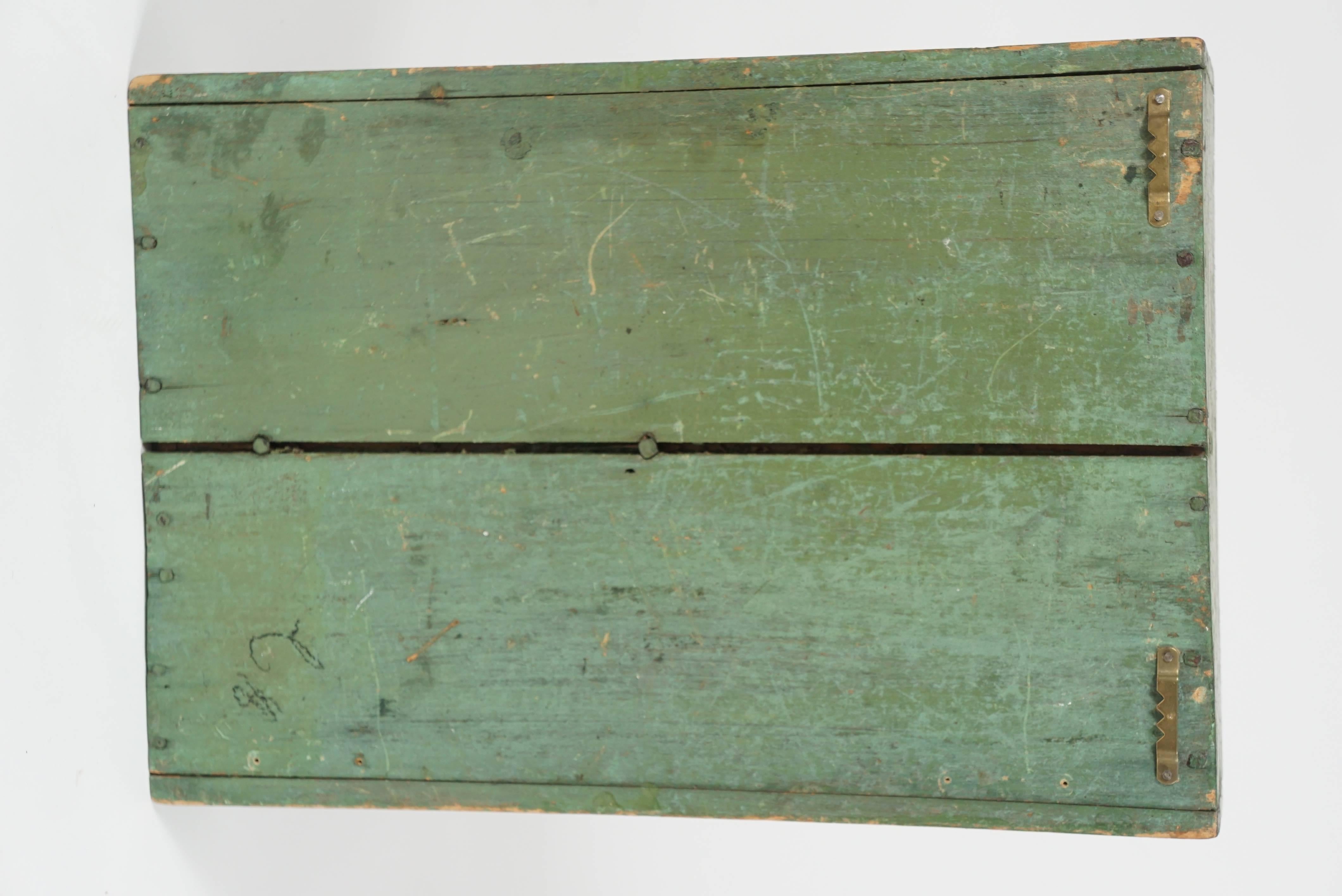 20th Century Small Green Tool Box or Hanging Shelf For Sale
