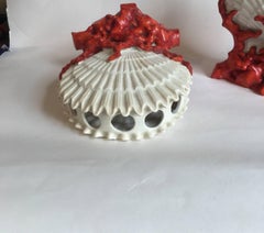 Porcelain Staffordshire Shell and Coral Form Bough Pots and Candlesticks