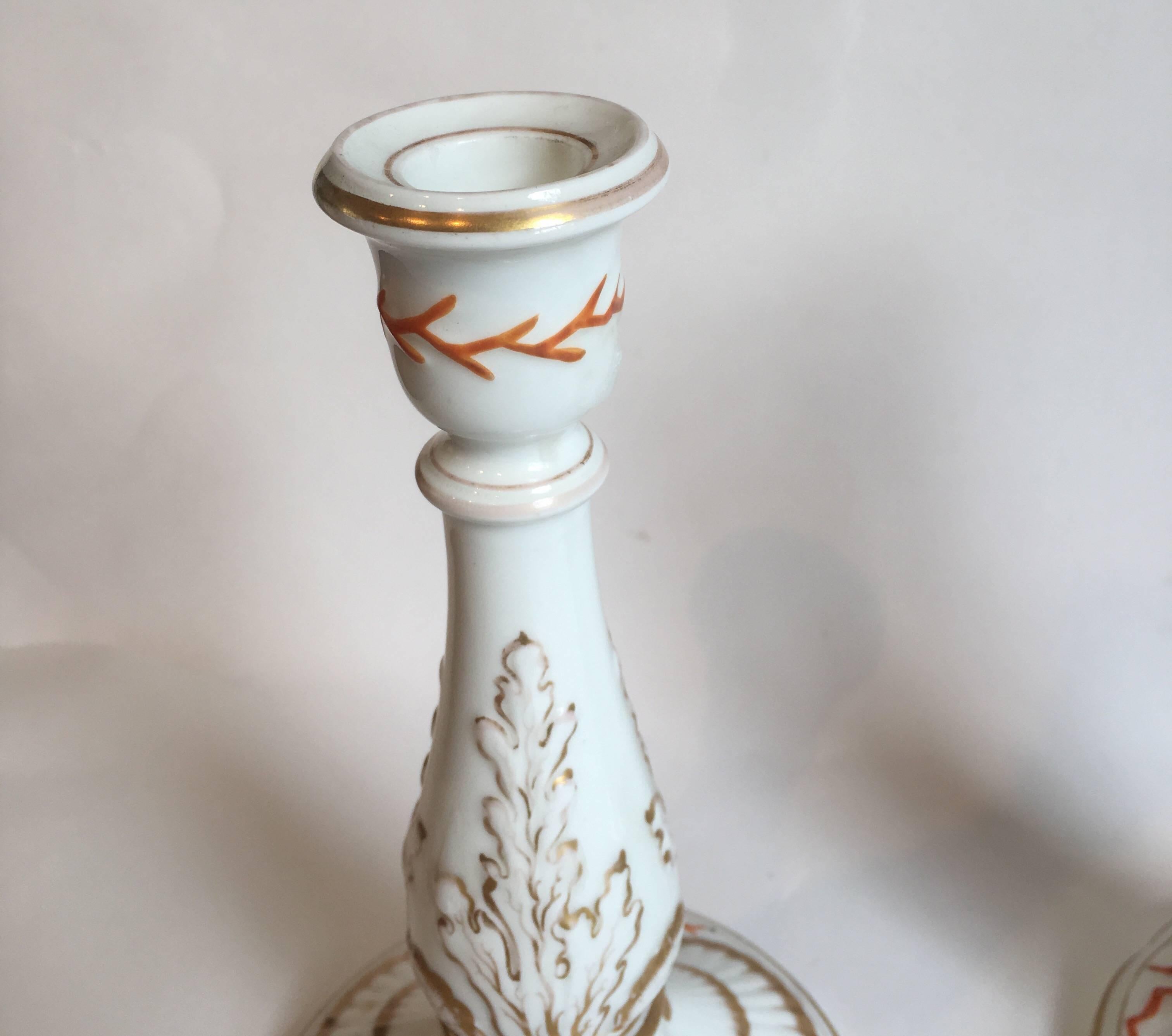 Porcelain Staffordshire Shell and Coral Form Bough Pots and Candlesticks For Sale 2