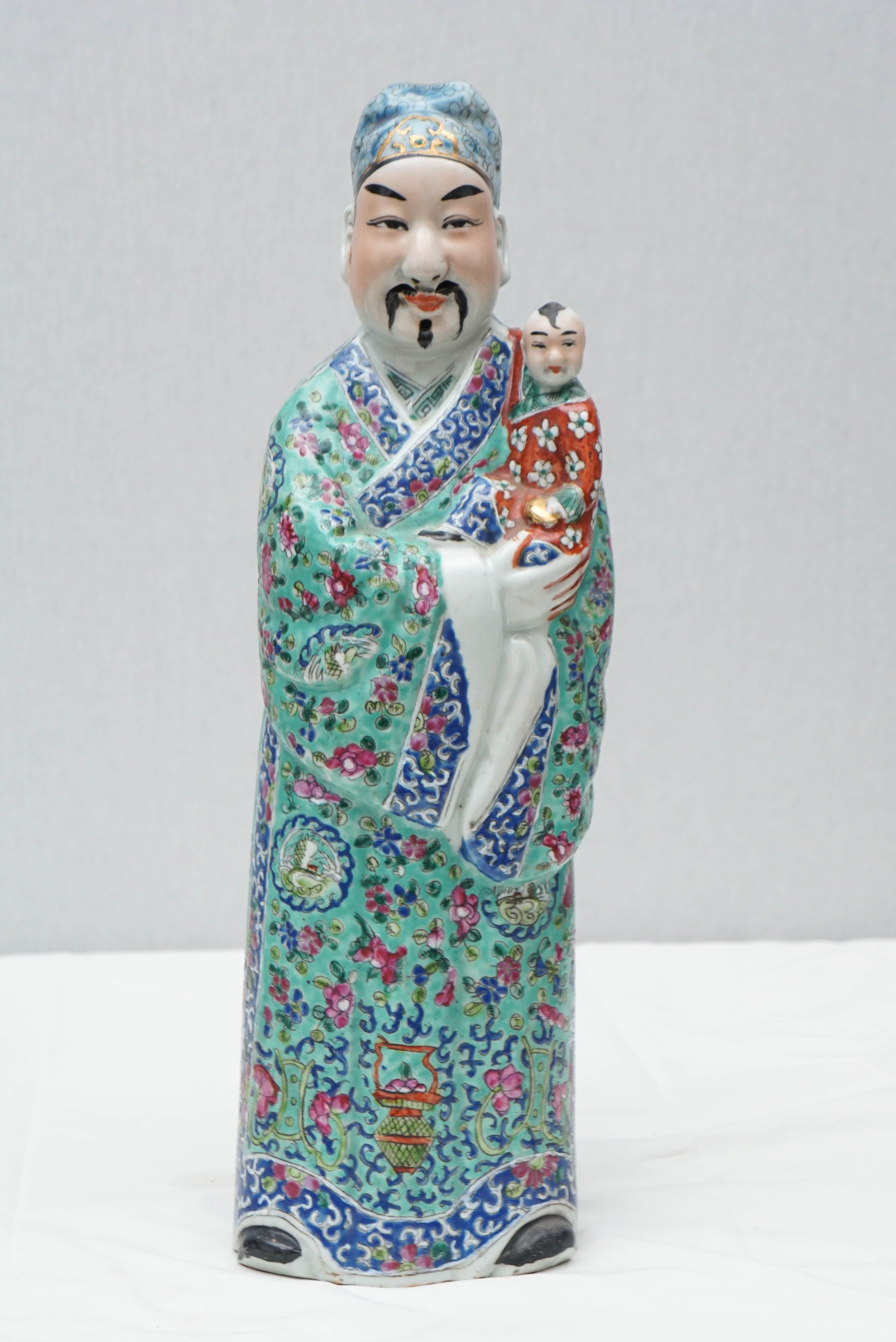 Three Chinese God Porcelain Figures, Prosperity, Longevity and Happiness 1