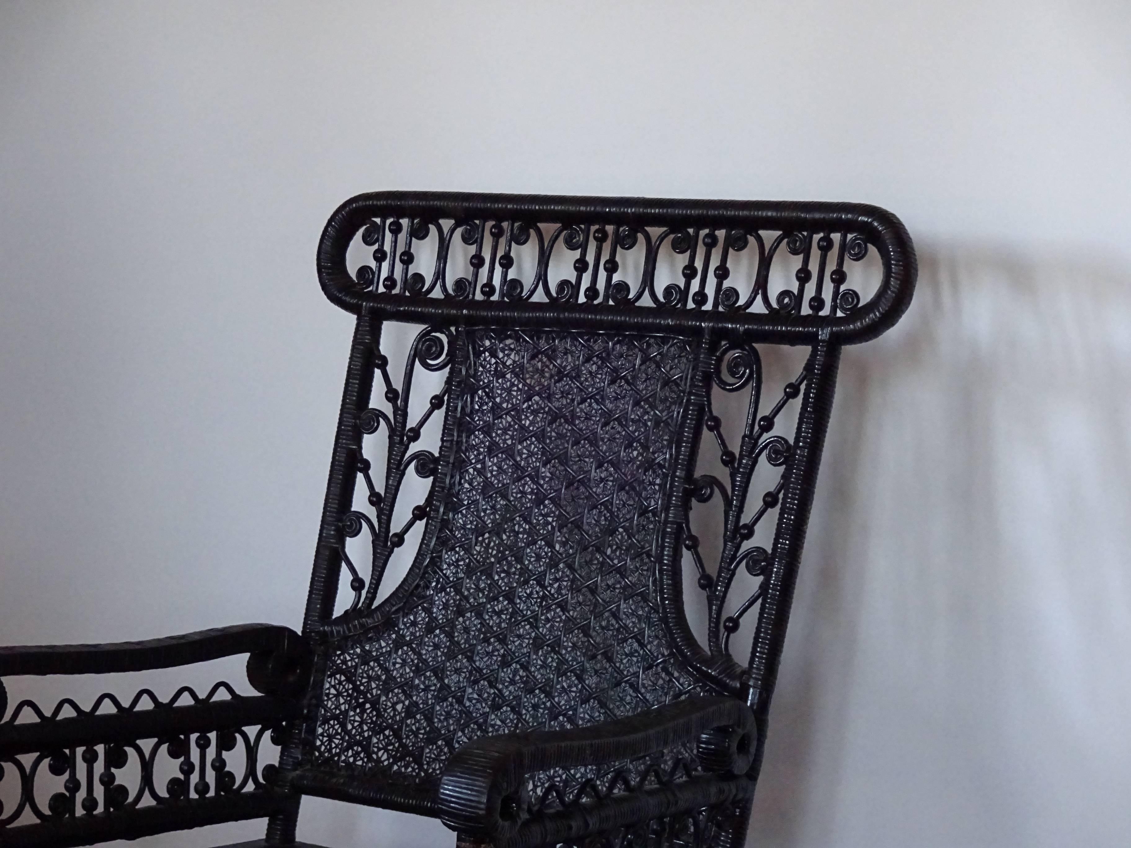 American Heywood-Wakefield Style Victorian Wicker Armchair