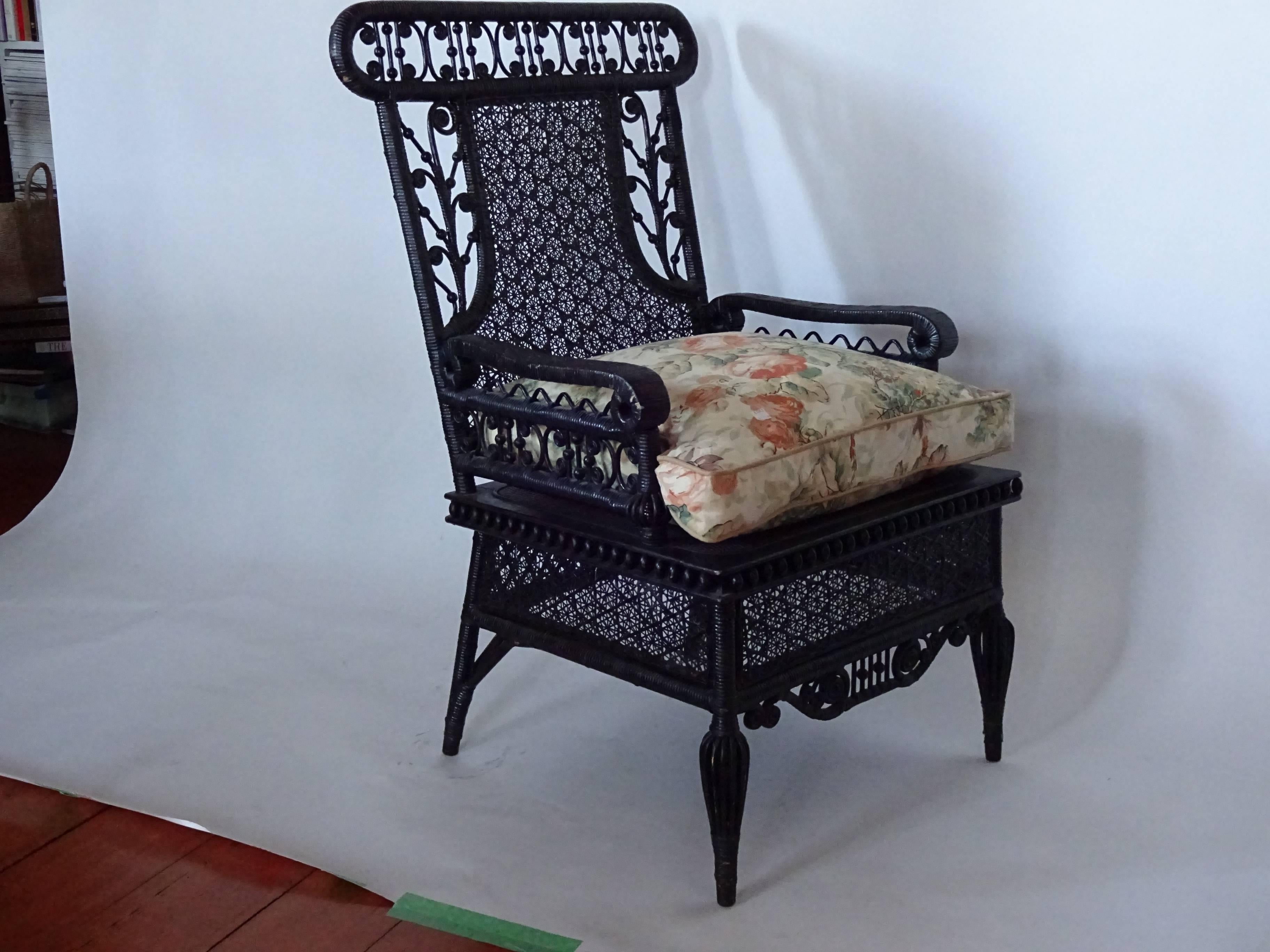 19th Century Heywood-Wakefield Style Victorian Wicker Armchair