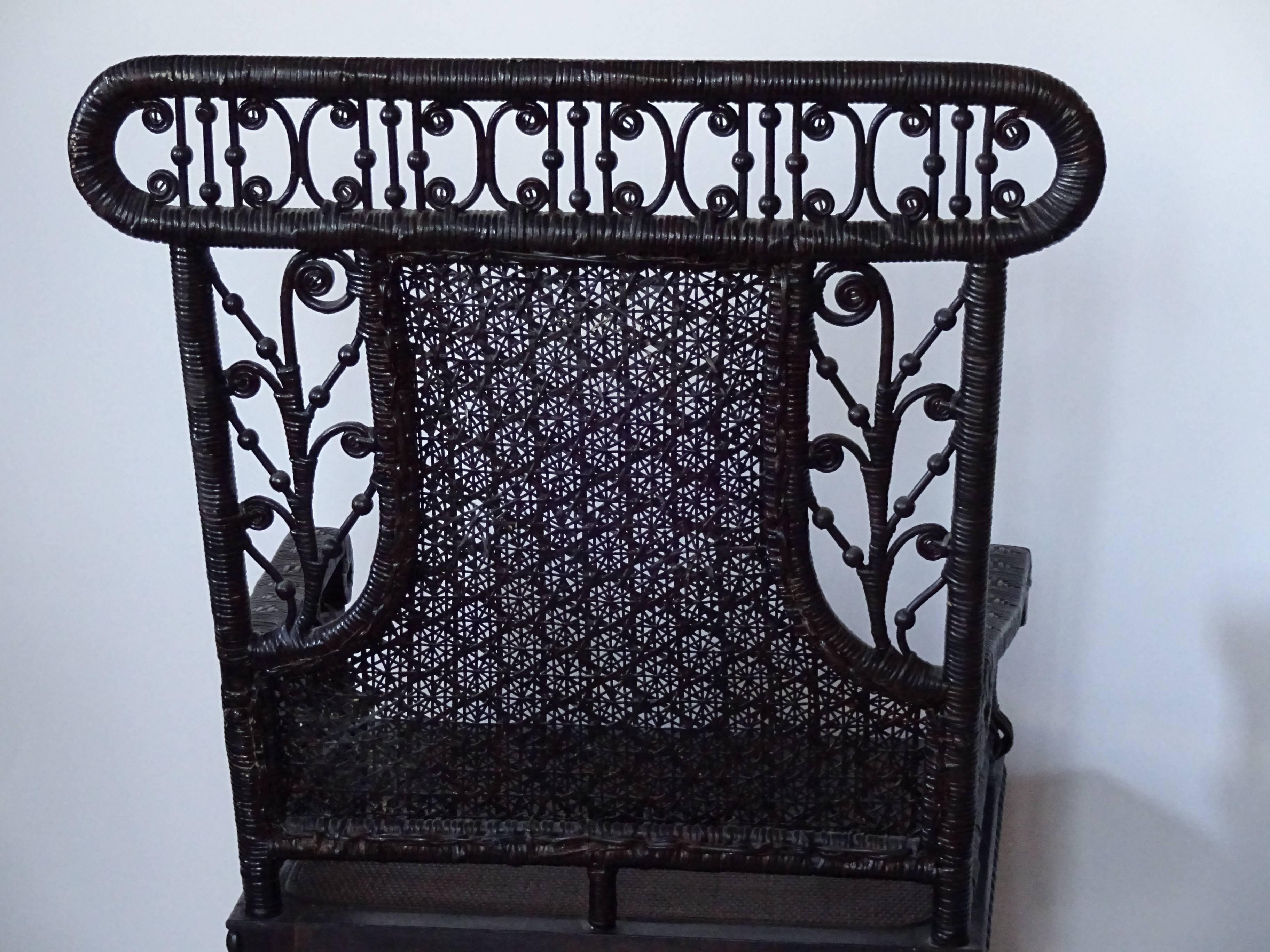 Heywood-Wakefield Style Victorian Wicker Armchair 3
