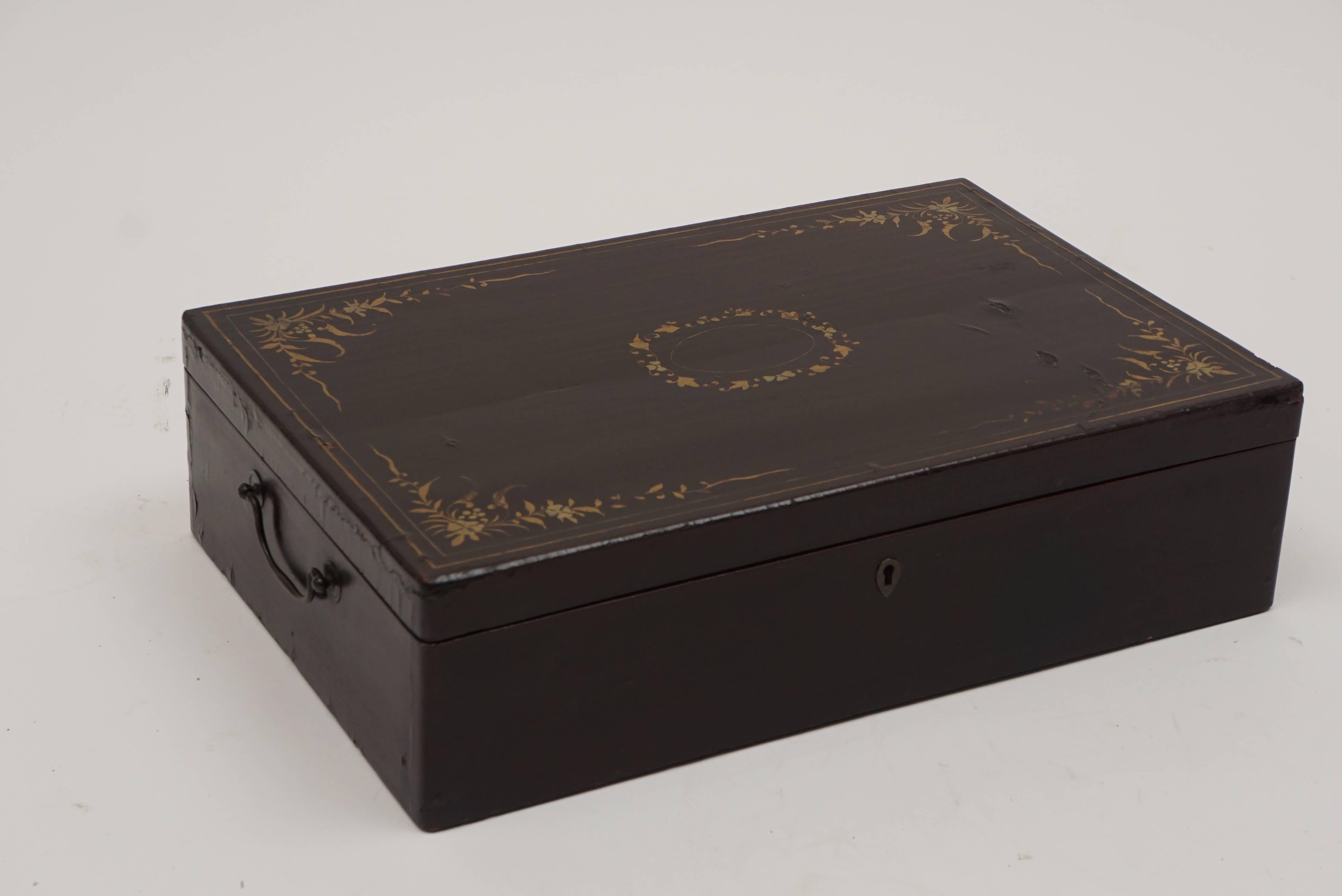 19th Century Chinese Export Lacquer Document Box For Sale