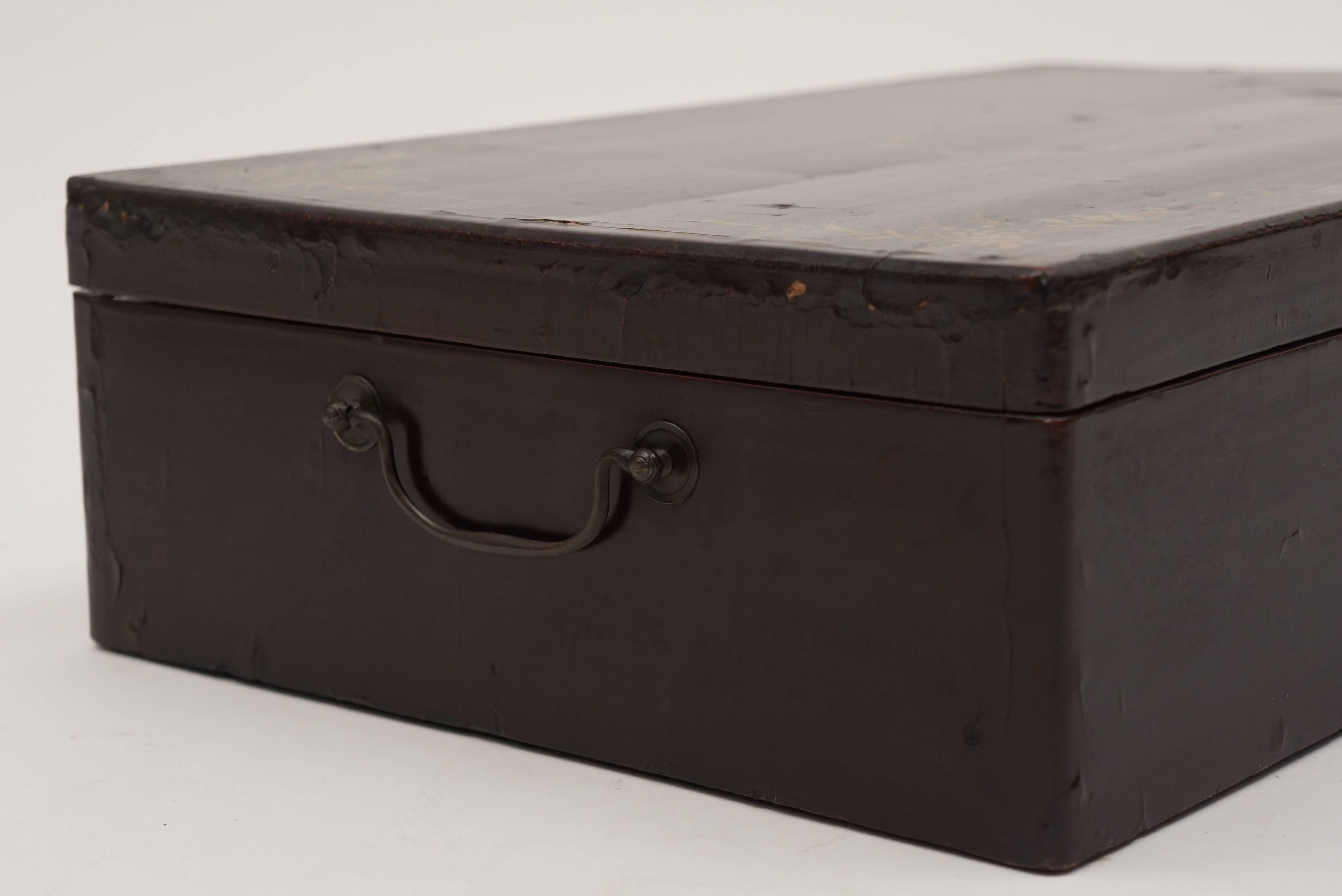 Gilt Chinese Export Lacquer Document Box For Sale