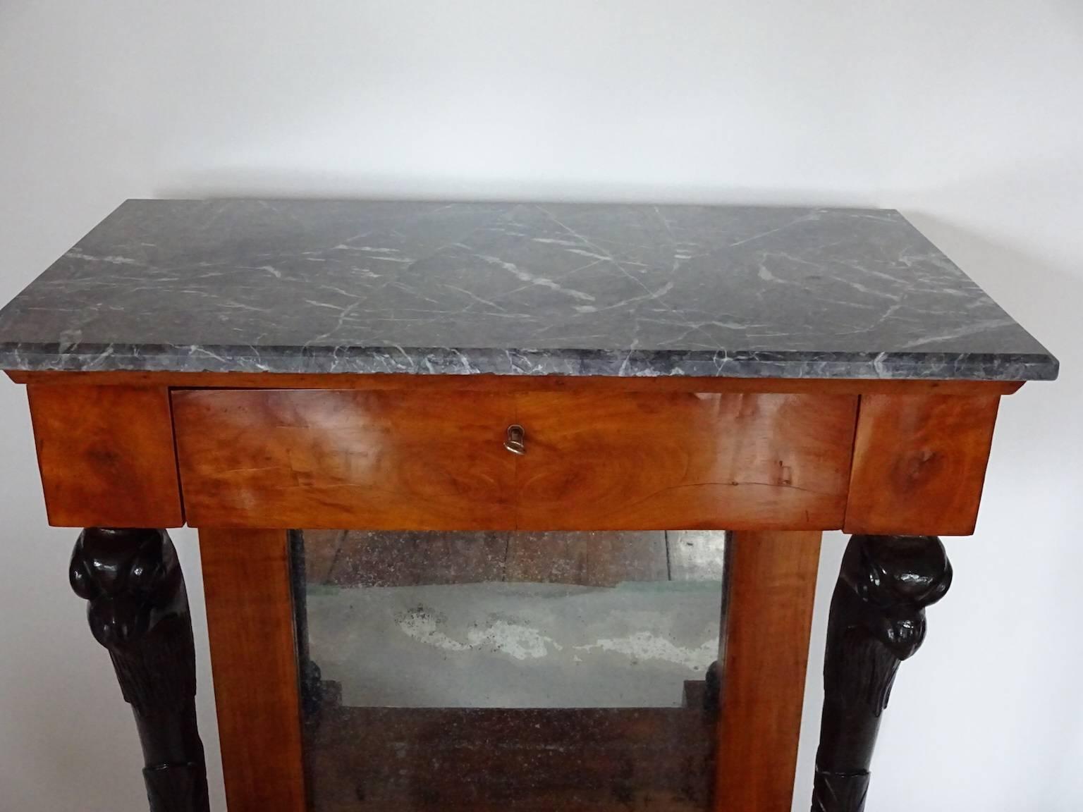 German Empire Walnut and Ebonized Console Table For Sale
