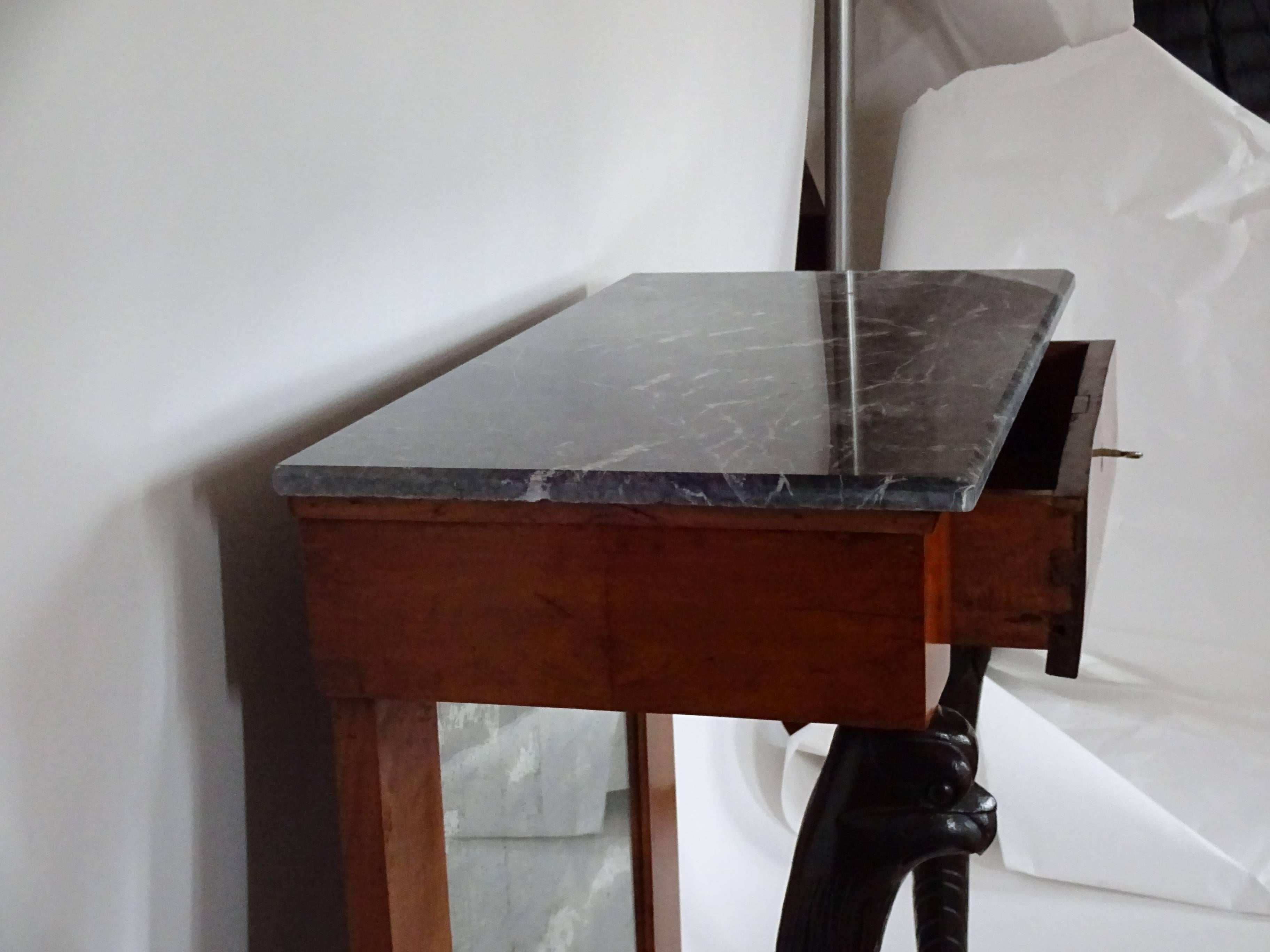 Empire Walnut and Ebonized Console Table In Good Condition For Sale In Hudson, NY