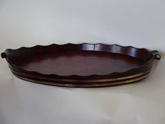 George III Large Oval Mahogany Tray with Fluted Edge