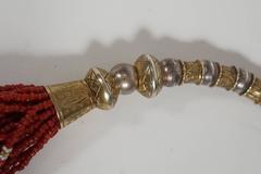 Pearl, Coral and Lapis Twisted Multi-Strands and Silver Bead Necklace